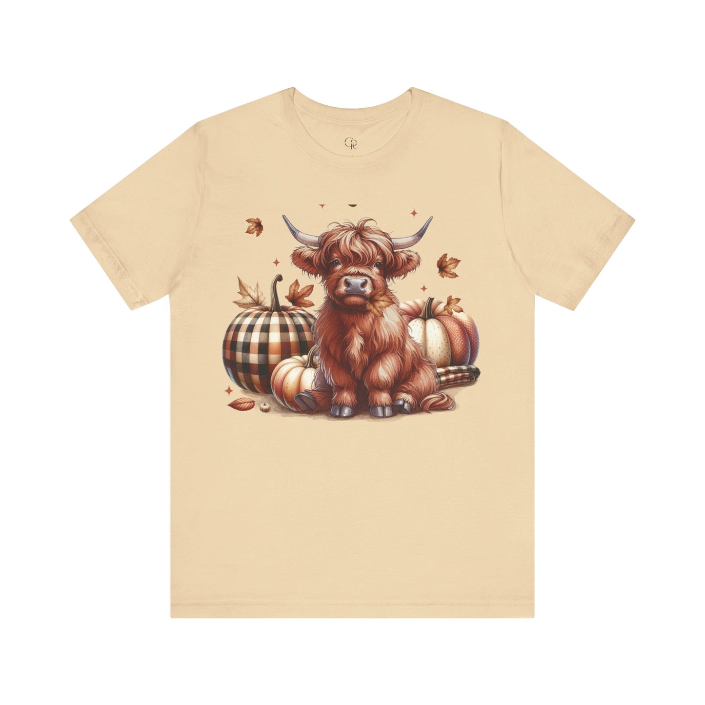 Autumn Highland Cow Charm Unisex Jersey Short Sleeve Tee