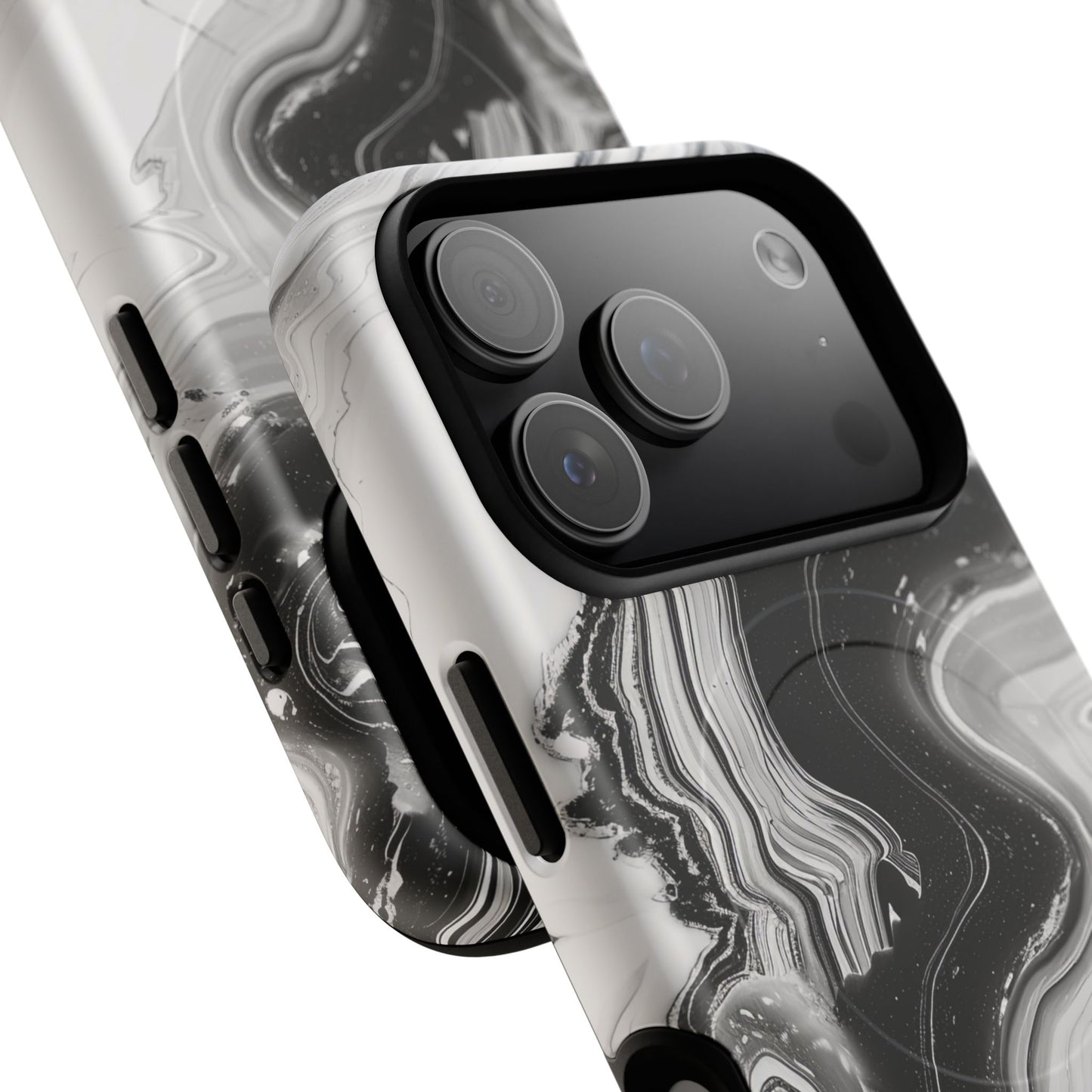 Black Marble Magnetic iPhone Case for Tough Protection, Stylish iPhone Mobile Accessory, Fashionable Gift, Unique Marble iPhone Design, Durable Smartphone Cover