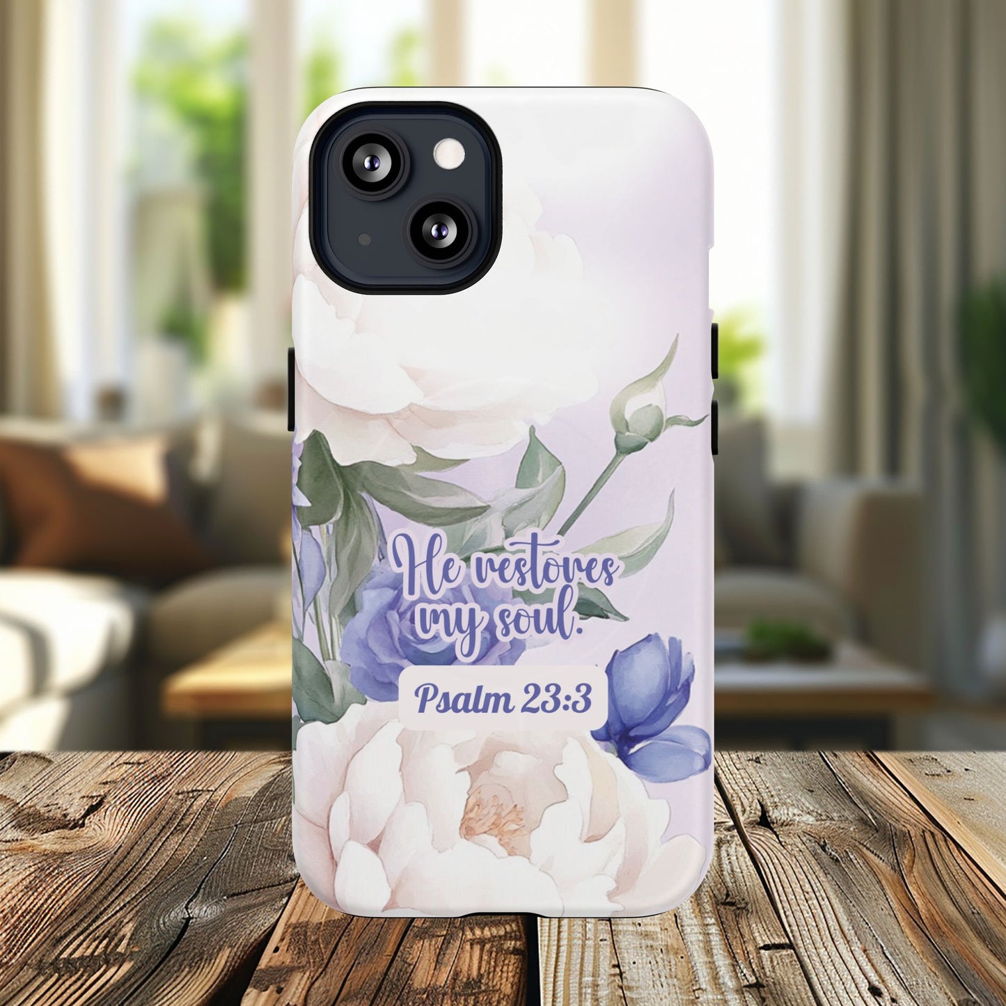 He Restores My Soul Tough iPhone Magnetic Cases, Christian Gift, MagSafe® iPhone® Tough Case, iPhone 13, 14, iPhone 15, iPhone 16, 17, Pro, Pro Max, Plus