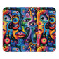 Psychedelic Visions Colorful Abstract Faces Mouse Pad - Vibrant Desk Accessory for Art Lovers.