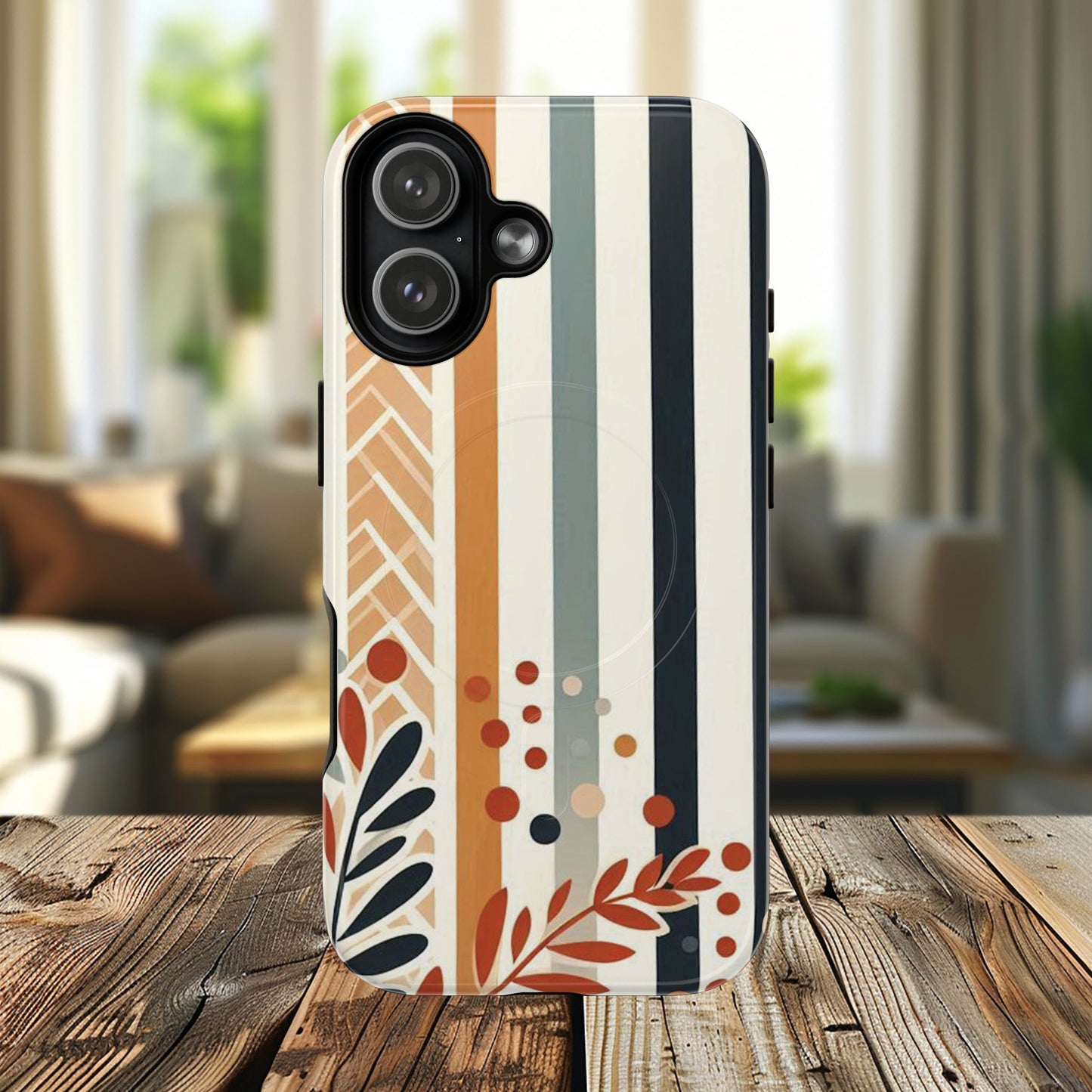Terracotta Trails Tough Magnetic iPhone Cases for Everyday Use, Floral Patterned Stability Case, Gift for Her, Durable iPhone Accessory.
