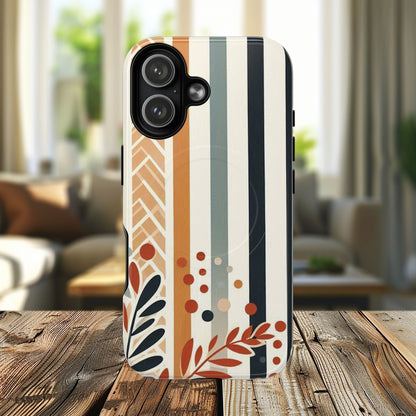 Terracotta Trails Tough Magnetic iPhone Cases for Everyday Use, Floral Patterned Stability Case, Gift for Her, Durable iPhone Accessory.