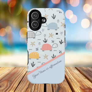 Personalized Cute Turtle Tough Magnetic MagSafe® Cell Cover, Ocean Theme Case, Sea Life Gift for Beach Lovers, iPhone® 13, 14, iPhone 15, iPhone 16, iPhone 17, Pro, Pro Max, Plus Cases.