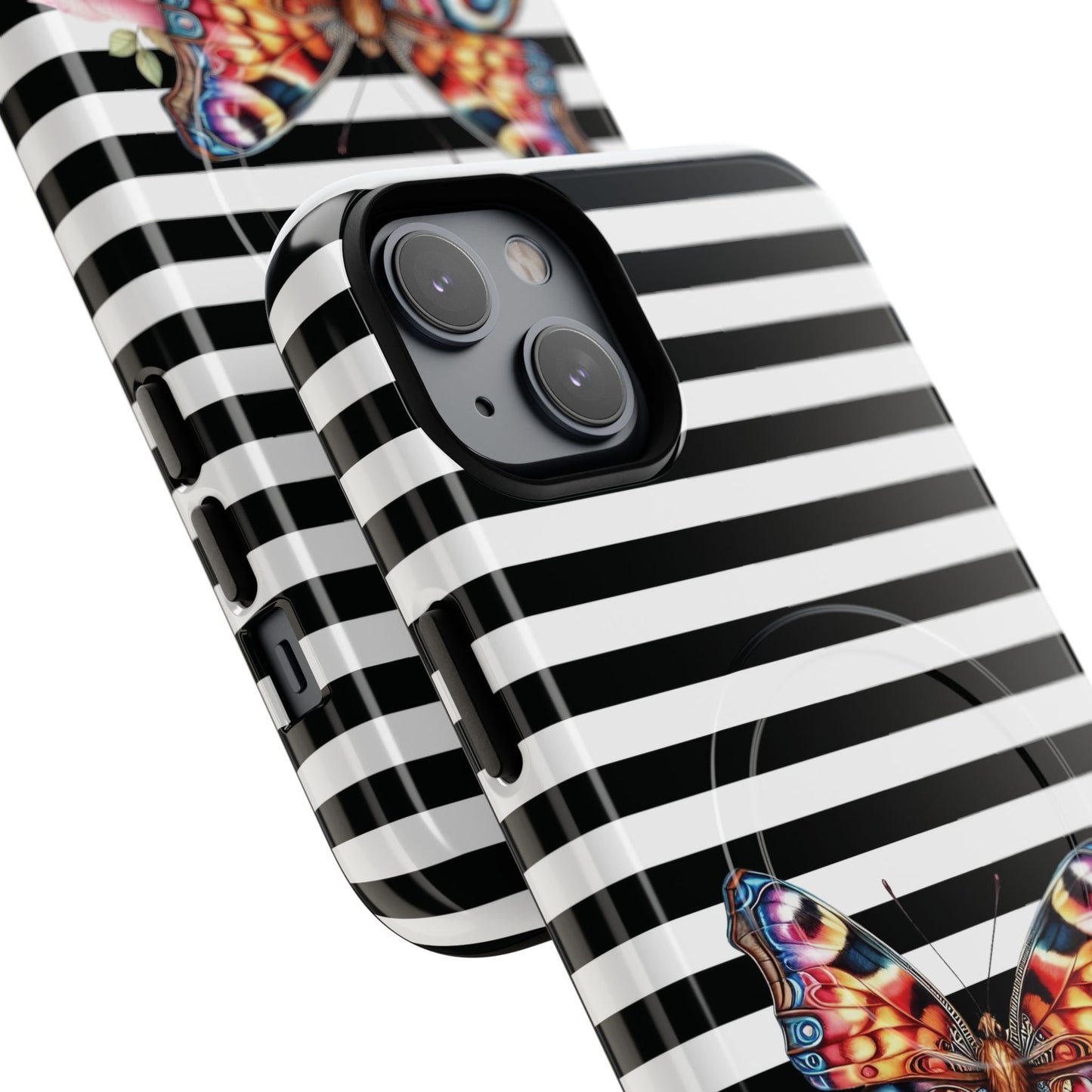 Butterfly & Roses Tough iPhone Magnetic Case, Floral iPhone Cover, Nature-Inspired, Gift for Her, Trendy Accessories