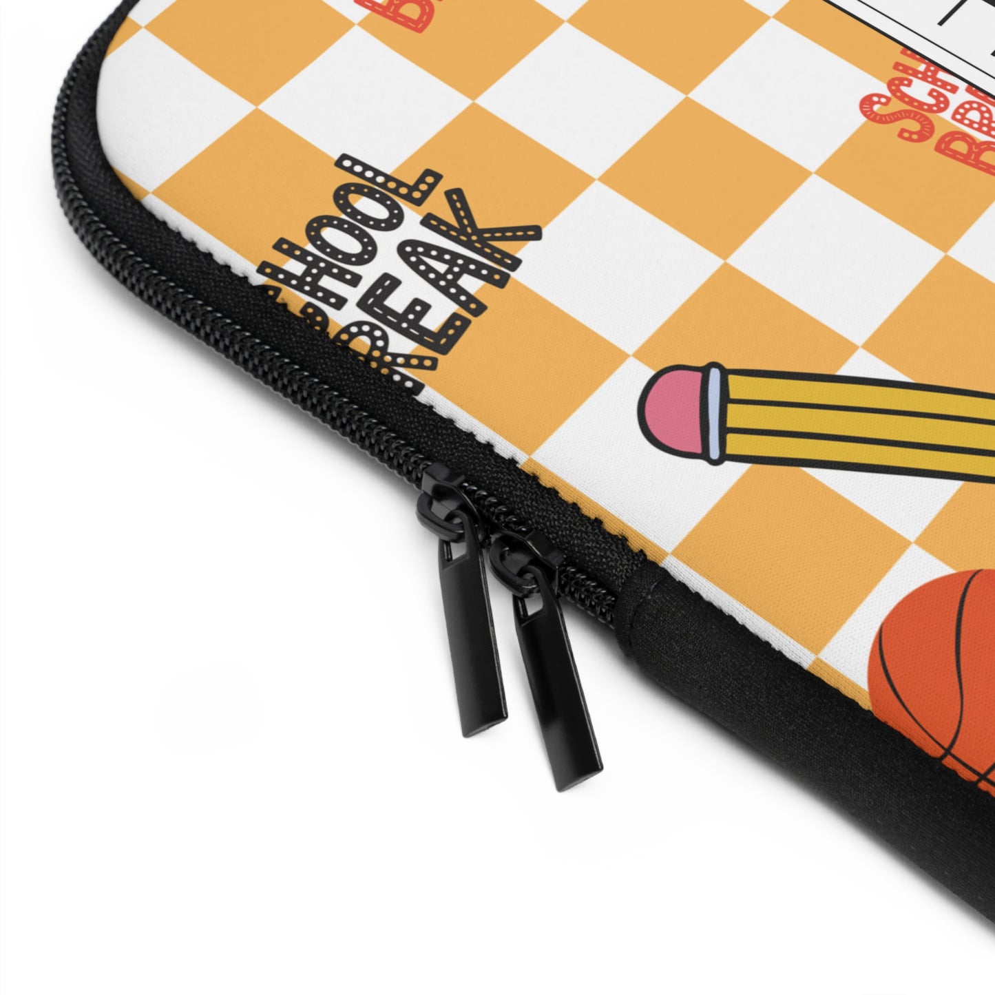 Personalized Orange Schoolyard Chic Laptop Sleeve with Composition Book Inspired Design, Customizable Tech Case, School Supplies, Gift for Students, College Essentials, Back to School