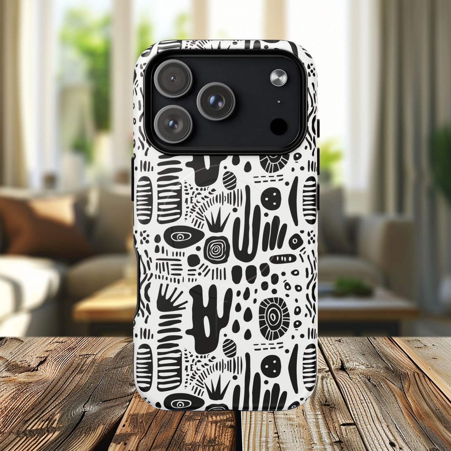 Abstract Monochrome Tough Magnetic iPhone Cases, Stylish Phone Cover, Durable Phone Protector, Modern Tech Accessories, Unique Gift Ideas