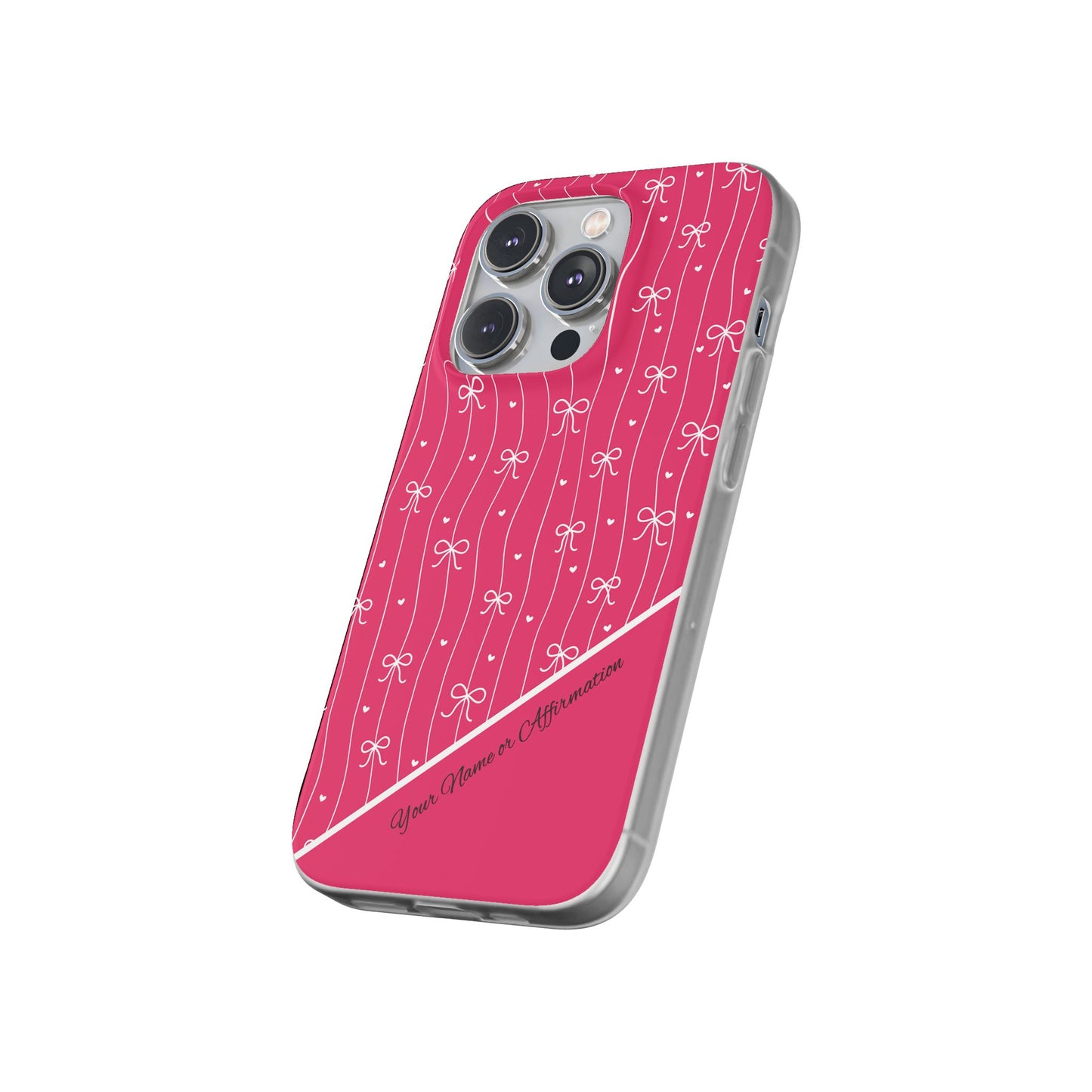 Personalized Pink Bow Coquette Slim Flexi iPhone and Samsung Cases — Custom Name or Affirmation