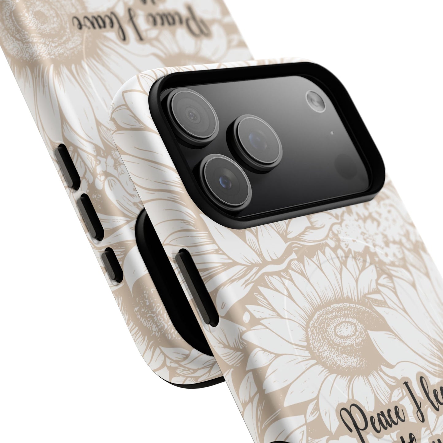 Peace I Leave with You John 14:27,Tough iPhone Magnetic MagSafe® Case Scripture, Sunflower Bible Verse,  iPhone® 13,  14, iPhone 15, iPhone 16, 17, Pro, Pro Max, Plus Cases.