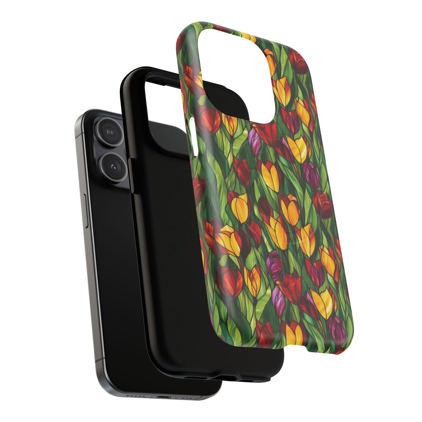 Floral Luminous Whirl Tough Magnetic iPhone Case, Stylish Protection for Everyday Life, Gift for Flower Lovers, Unique iPhone Accessory, Stained Glass iPhone Protection.