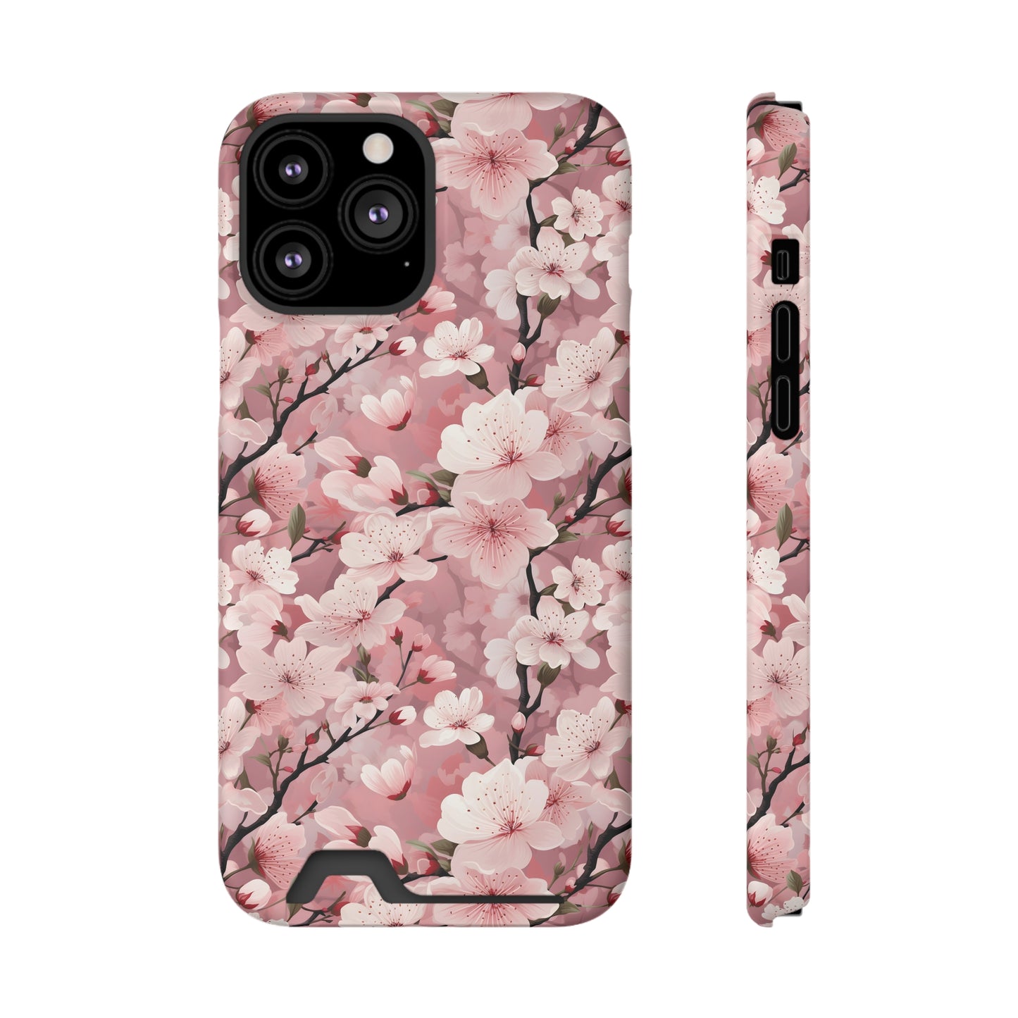 Cherry Blossom iPhone and Samsung Case With Card Holder