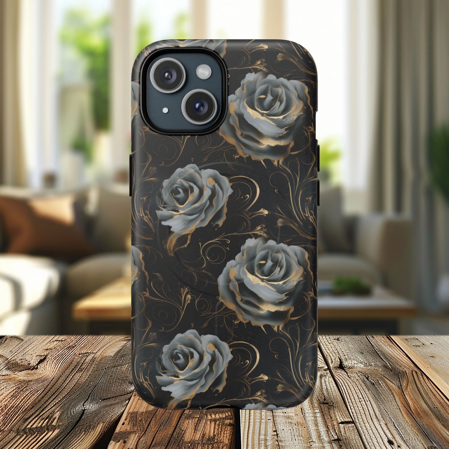 Midnight Bloom Tough iPhone Magnetic Cases,  iPhone 14, iPhone 15, iPhone 16, Pro, Pro Max, Plus MagSafe Case, Protective Tech Accessories, Gift for Her, Floral Design