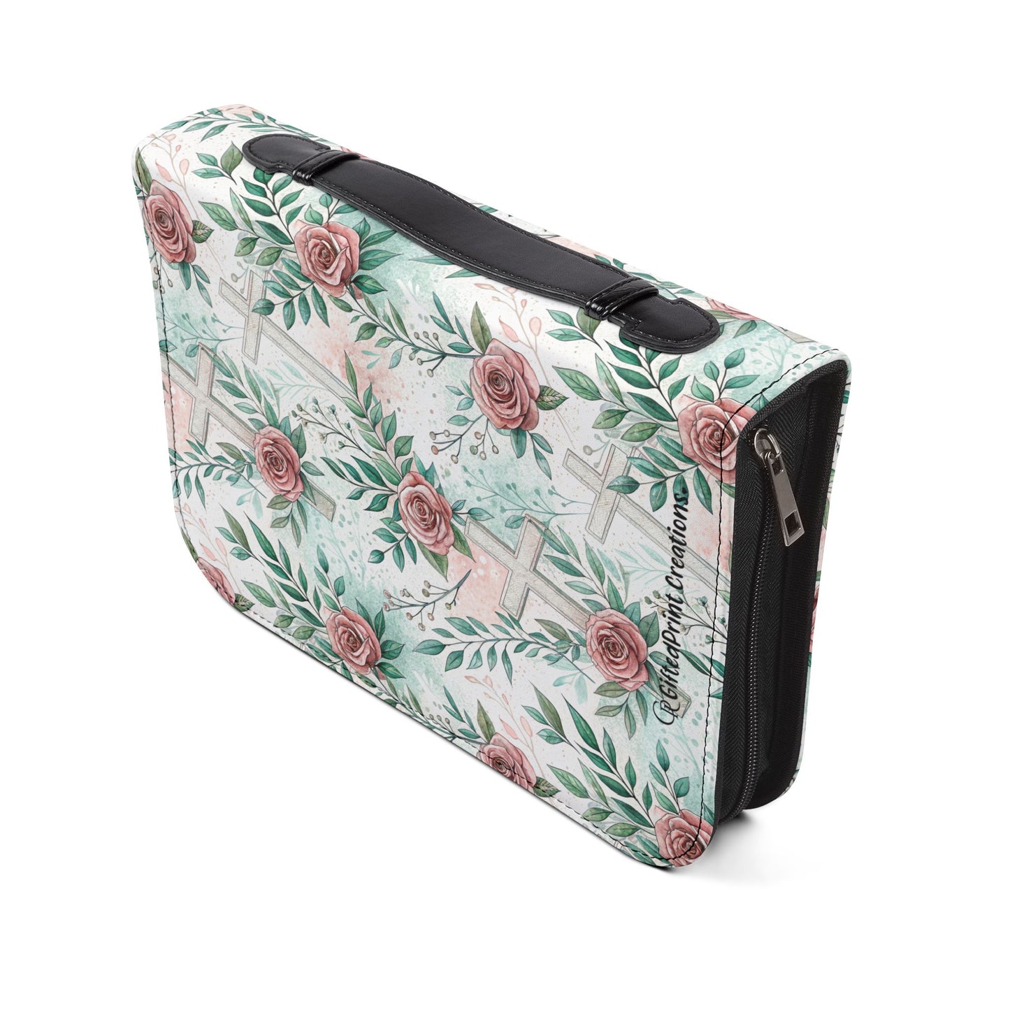 Floral Cross Bible Cover - Personalized Christian Journal Sleeve| Baptism | Christening | Anniversary | Birthday Gifts.