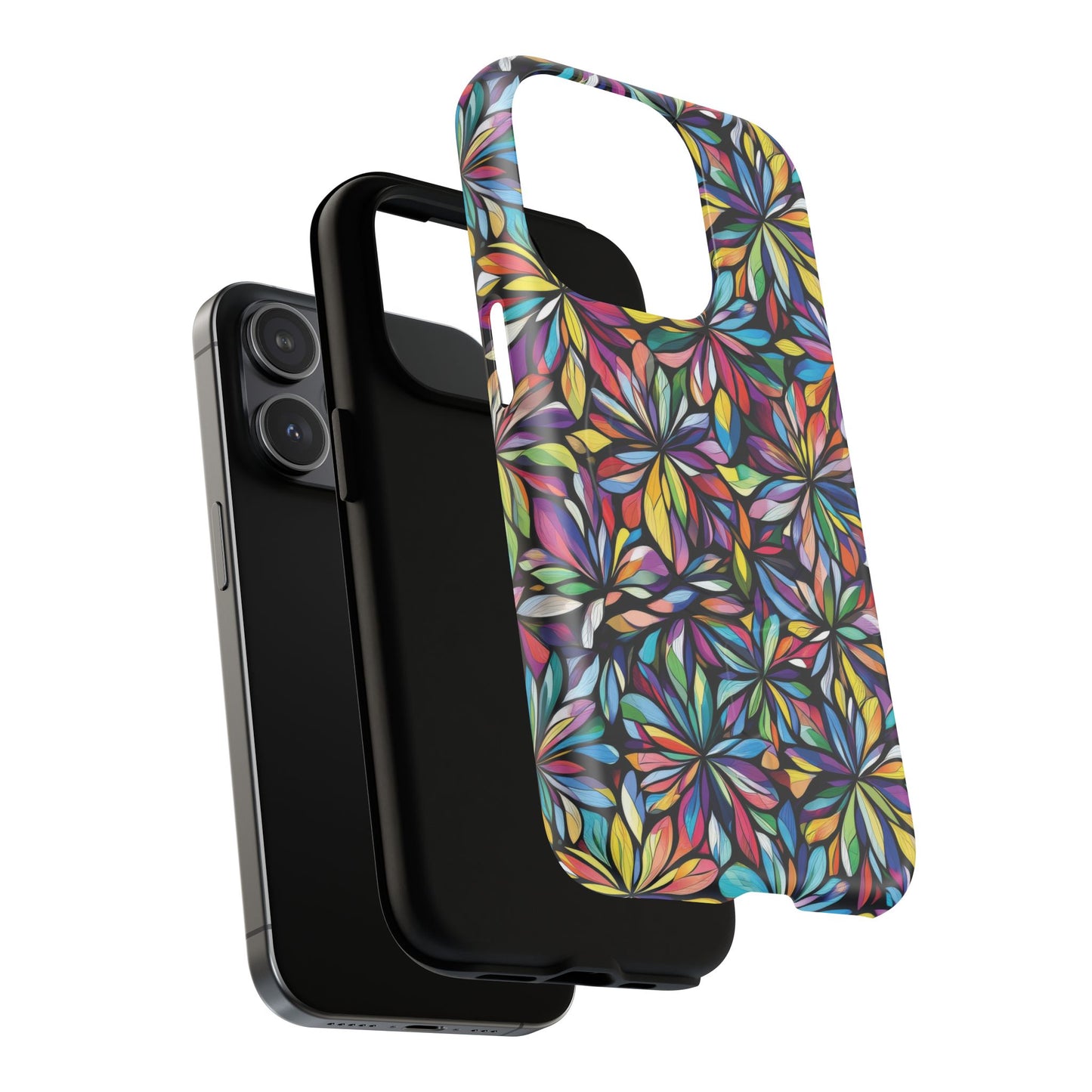 Prism Petal Burst Tough Magnetic iPhone Case, Colorful iPhone Case, Unique Gift for Flower Lovers, Stylish stained Glass Accessory