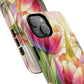 Tulip Glow Tough iPhone Magnetic Case, Floral Design, Spring Gift, Durable Protection, Smartphone Accessories, MagSafe Accessories, Stained Glass Tulip Gift