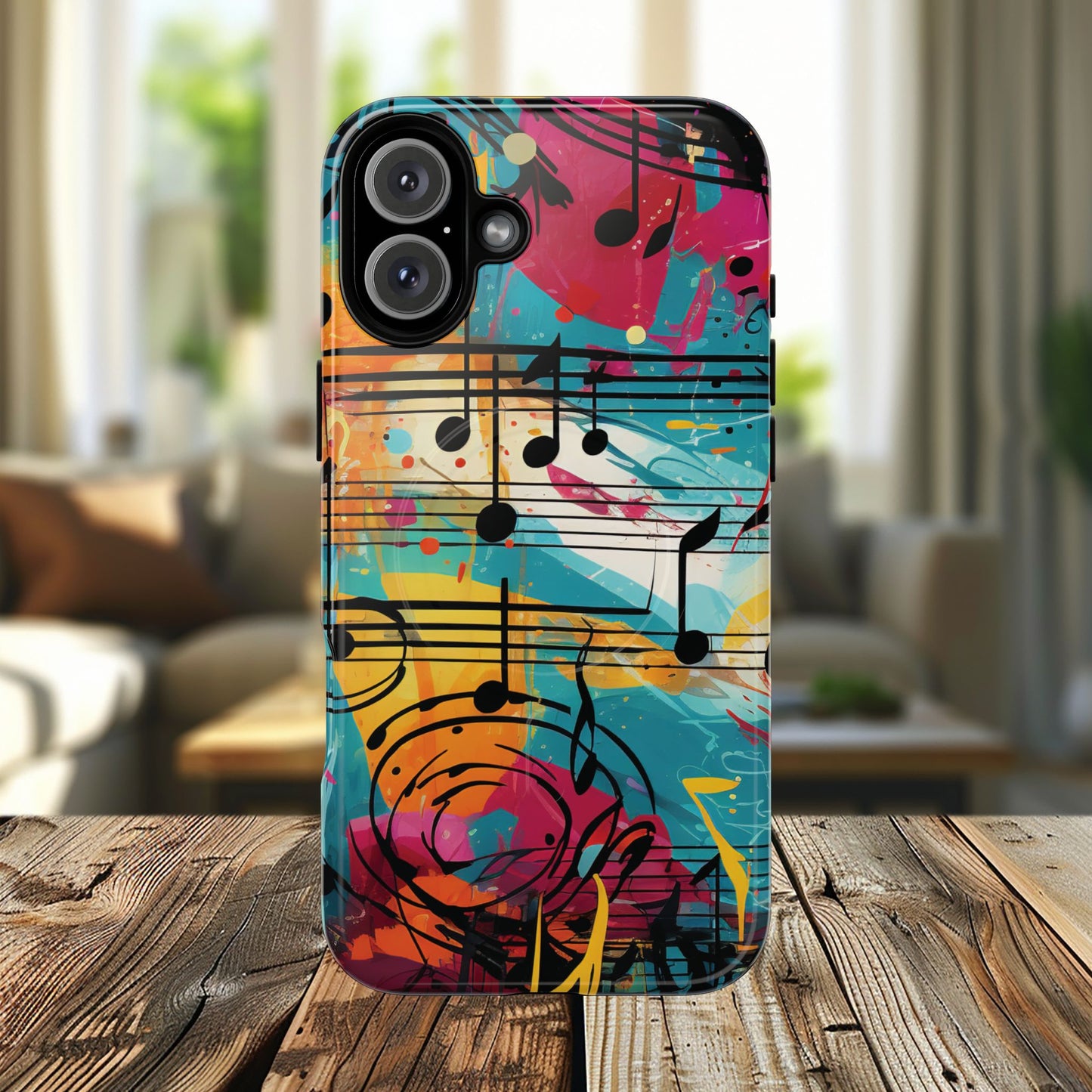 Vibrant Music Note Phone Case, Tough Magnetic Case, Music Lover Gift, Colorful Phone Accessory, Customizable Phone Cover, Unique Gift Idea