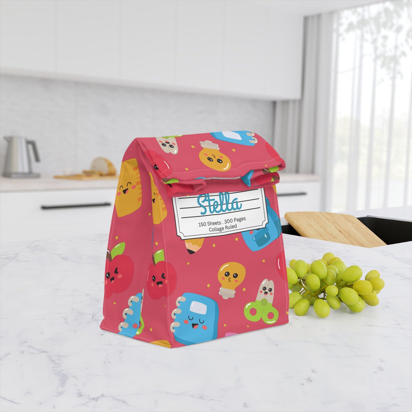 Custom Kawaii Composition Book Inspired Stylish Polyester Lunch Box for Kids - Perfect for School, Picnics, or Snacks | Personalized ABC Design, Back to School, Family [...]