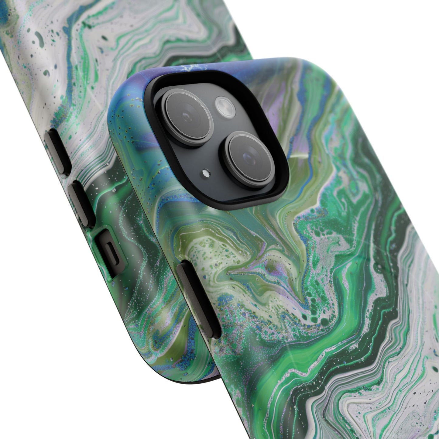 Marbled Tough iPhone Case, Magnetic Protector, Stylish Tech Accessory, Durable iPhone Cover, Unique Gift Idea