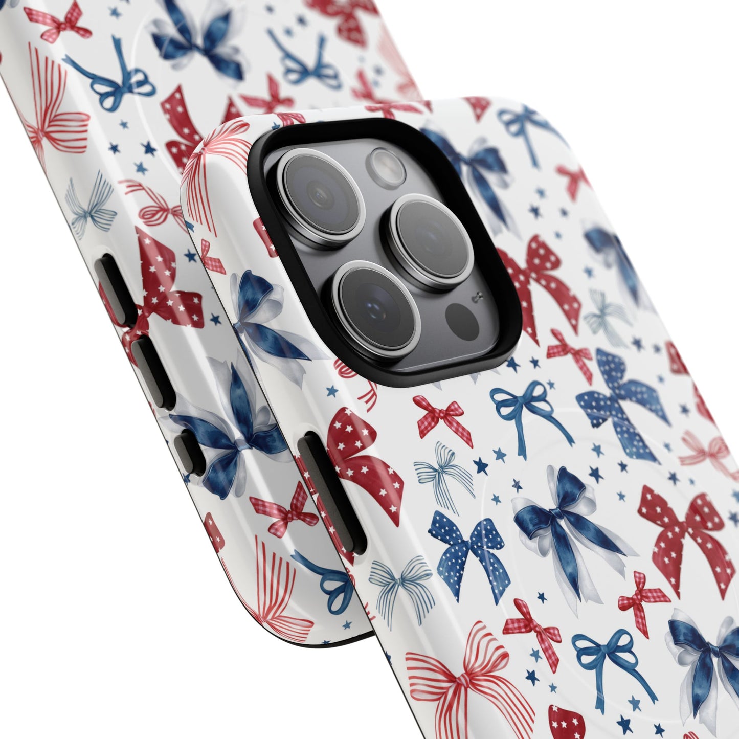 Patriotic Coquette Tough iPhone Magnetic Case, Stylish Gift for Her, Summer Celebrations, Cute Bow Design