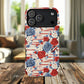 Floral Freedom Tough iPhone Magnetic Case, Red Blue Flower Design,  iPhone MagSafe® compatibility Cover, Best Gift for Her, Holiday Present