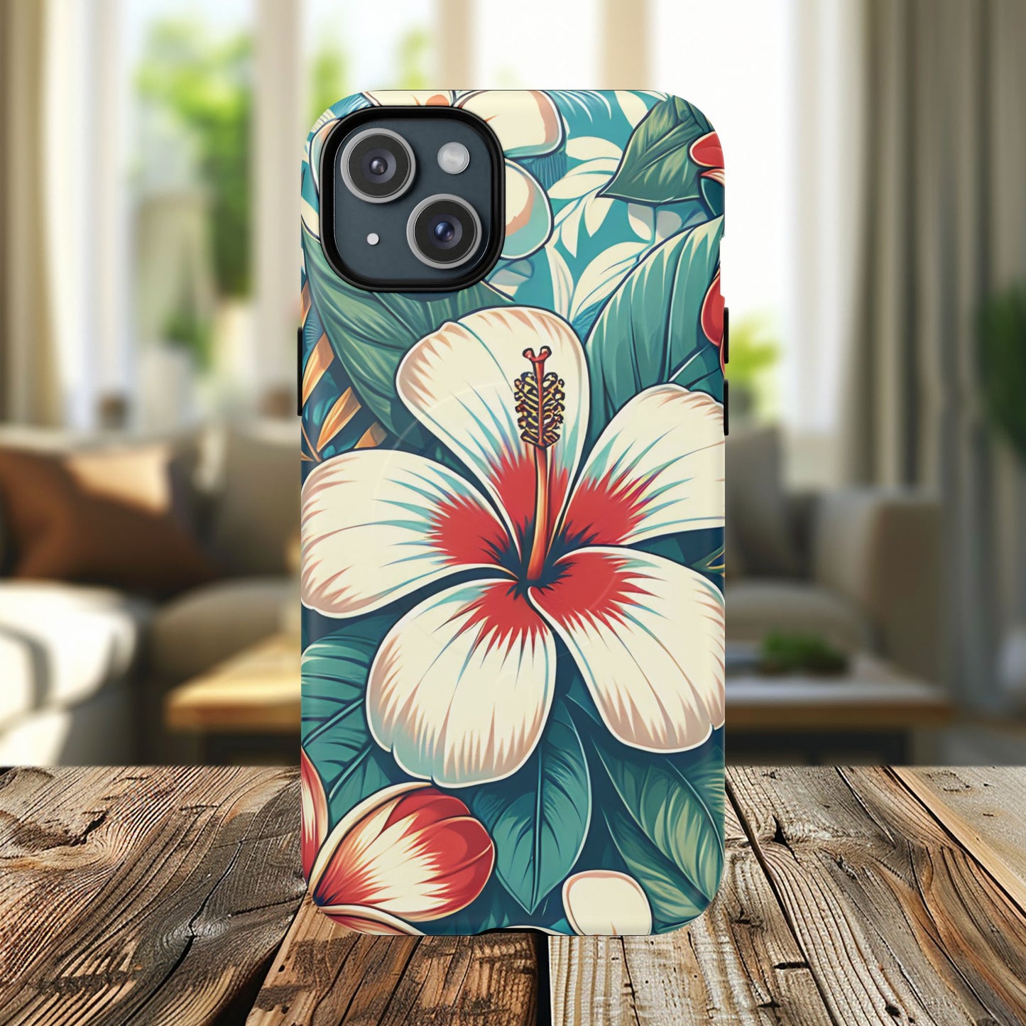 Tropical Hibiscus MagSafe® iPhone® Tough Case - Stylish Phone Protection Gift for Nature Lovers, Vibrant, Summer Vibes.