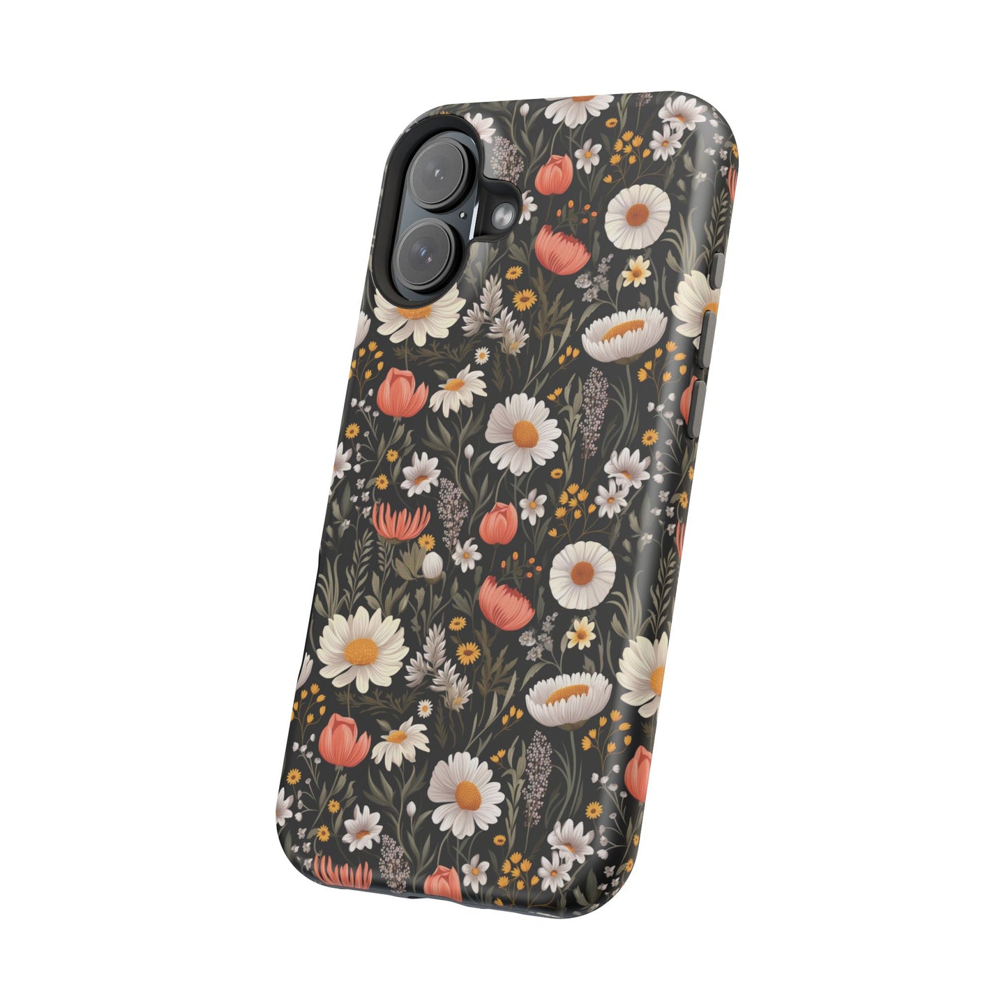 Blossom Elegance: Noir Garden Magnetic Tough iPhone Cases