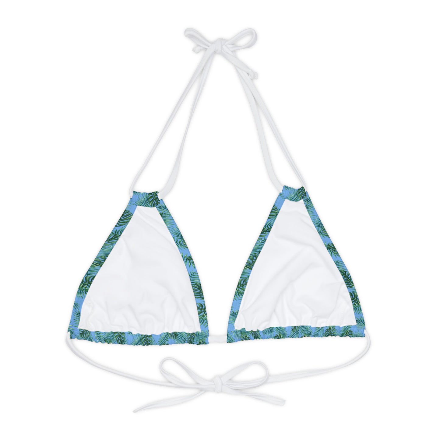 Blue Tropical Bliss Strappy Triangle Bikini Top (AOP)- (PY)