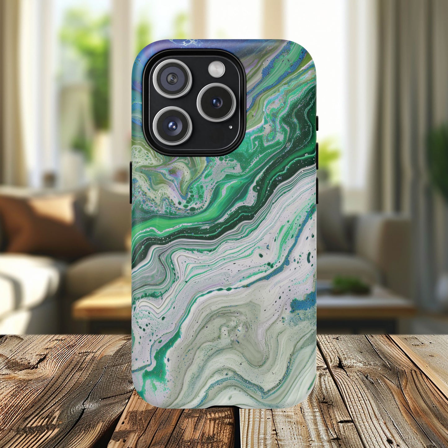 Marbled Tough iPhone Case, Magnetic Protector, Stylish Tech Accessory, Durable iPhone Cover, Unique Gift Idea