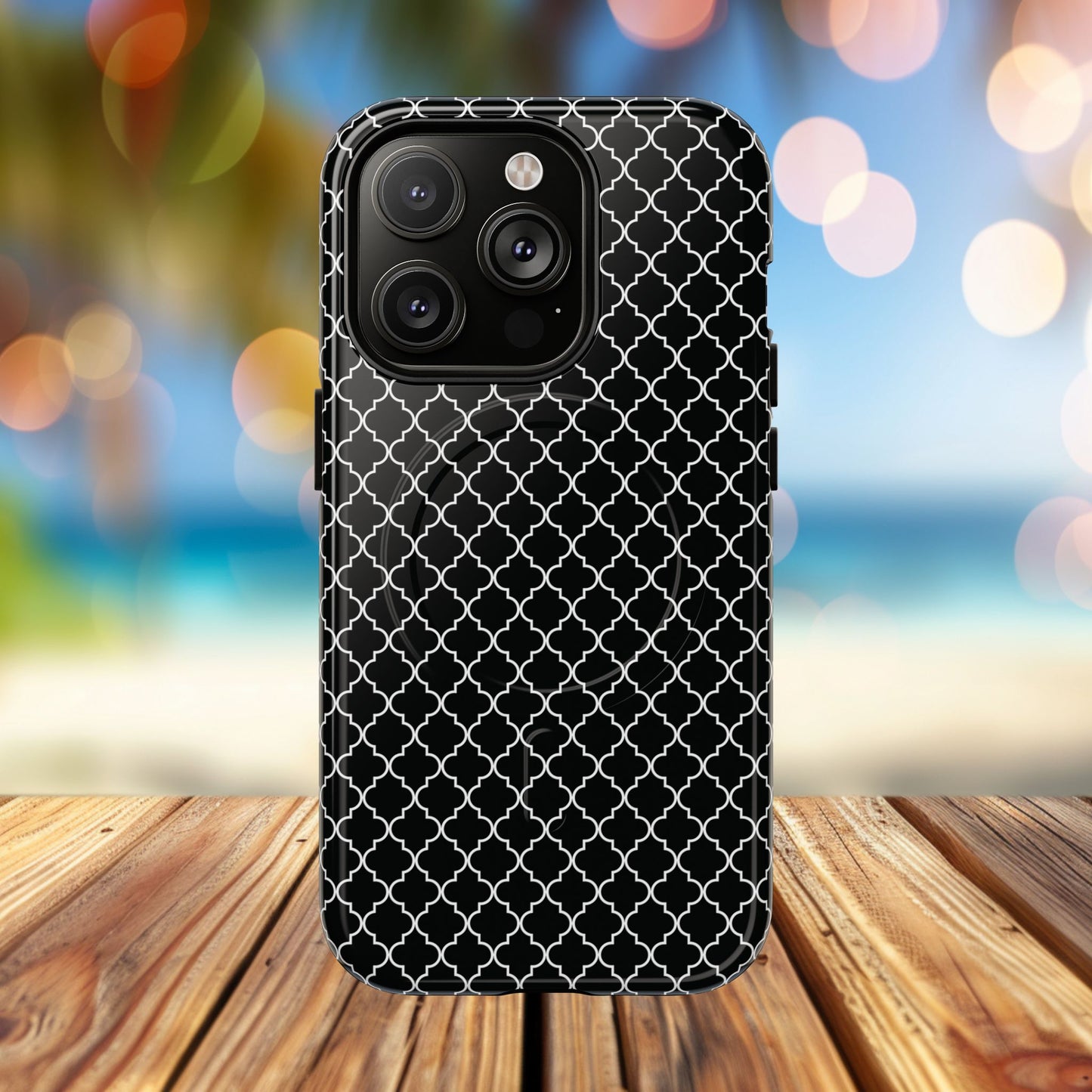 Noir Mosaic Tough iPhone Magnetic Case, Geometric Patterned Case, Durable iPhone Cover, Unique Tech Accessories, Perfect Gift for Him/Her