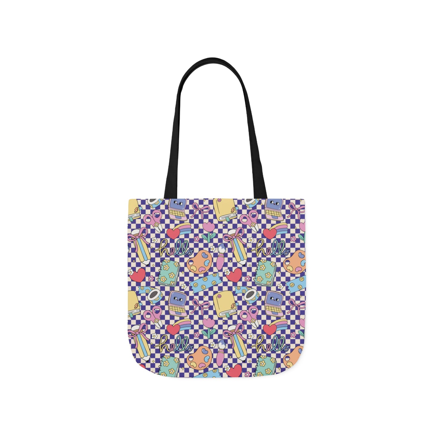 Personalized Purple Doodle Daydream Composition Book Inspired Canvas Tote Bag with Colorful Straps, Cute School Bag, Eco-Friendly Tote, Back to School Shopping Bag, Teacher Gift Idea