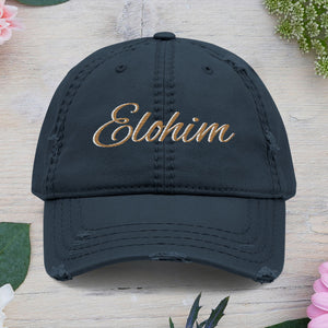 'ELOHIM, GENESIS 1:1'  Distressed Dad Hat with Embroidered, Casual Cap for Fathers, Gifts for Dads, Religious Hat, Vintage Style