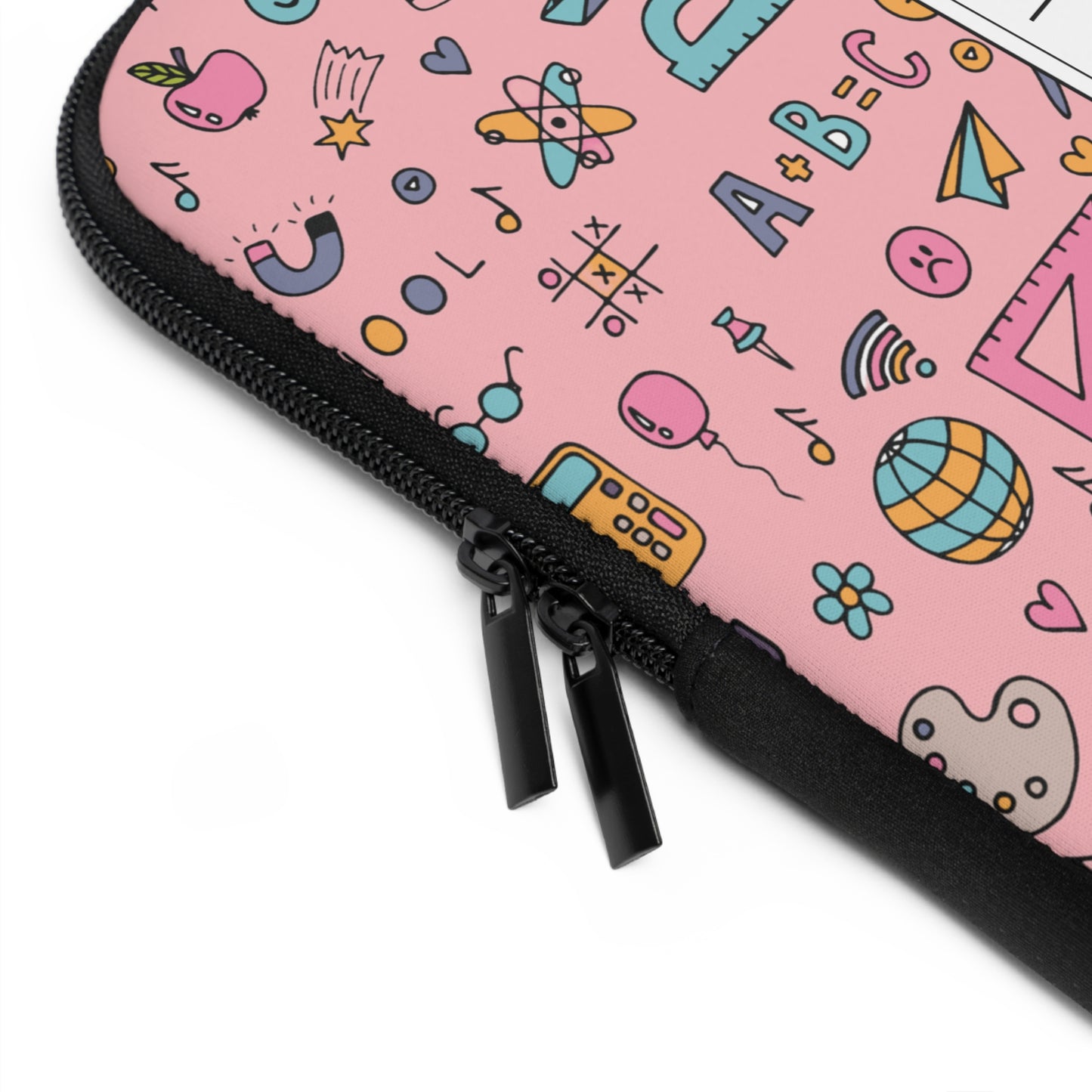 Personalized Pink Chalkboard Chic Laptop Sleeve with Composition Book Inspired Design, Customizable Tech Case, School Supplies, Gift for Students, College Essentials, Back to School