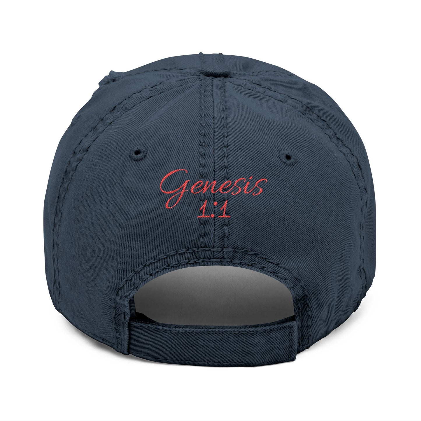 'ELOHIM, GENESIS 1:1'  Distressed Dad Hat with Embroidered, Casual Cap for Fathers, Gifts for Dads, Religious Hat, Vintage Style