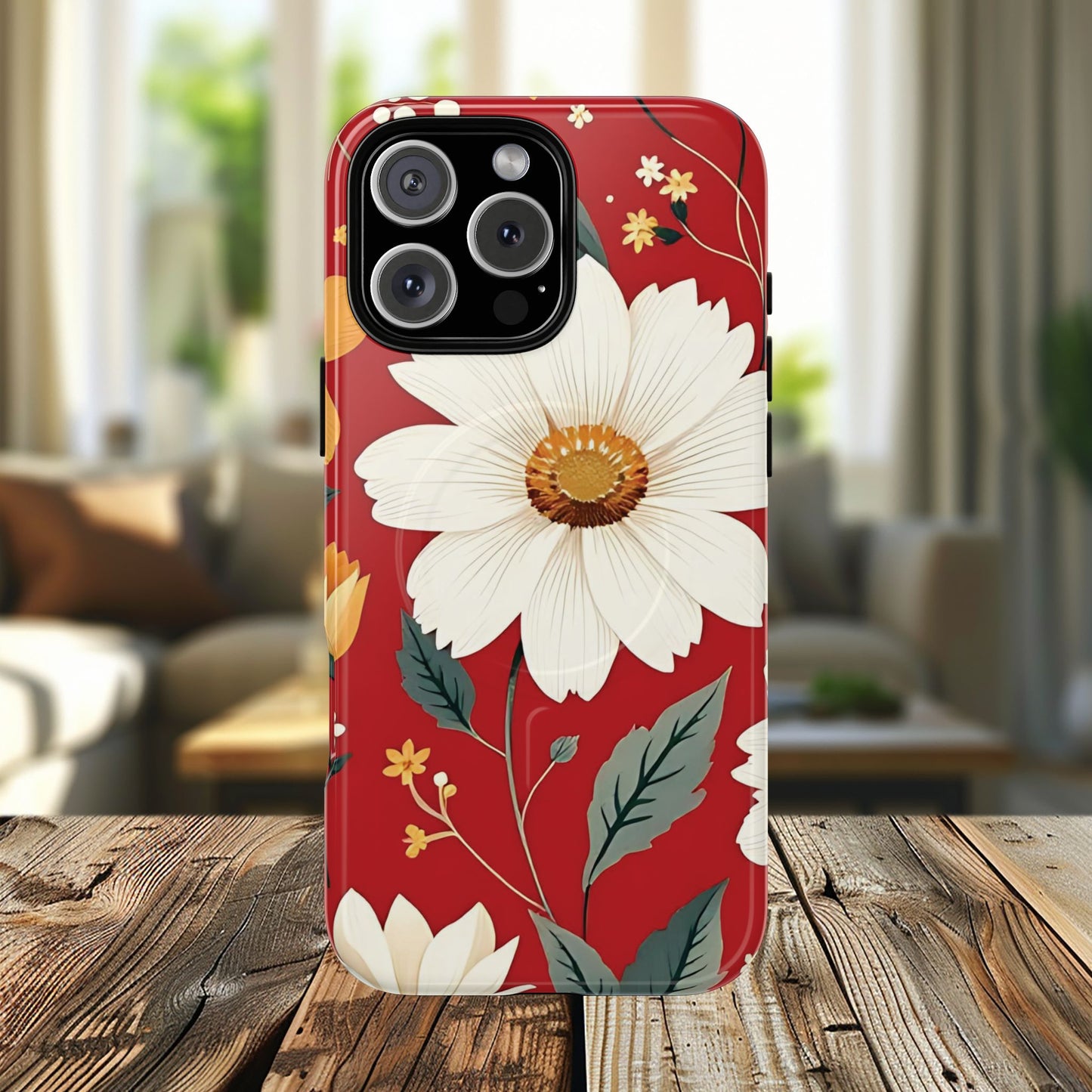 Floral Fusion Tough Magnetic Phone Case | Flower Design, Durable Protective Cover, Gift for Her, Spring Style, Unique Phone Accessory.