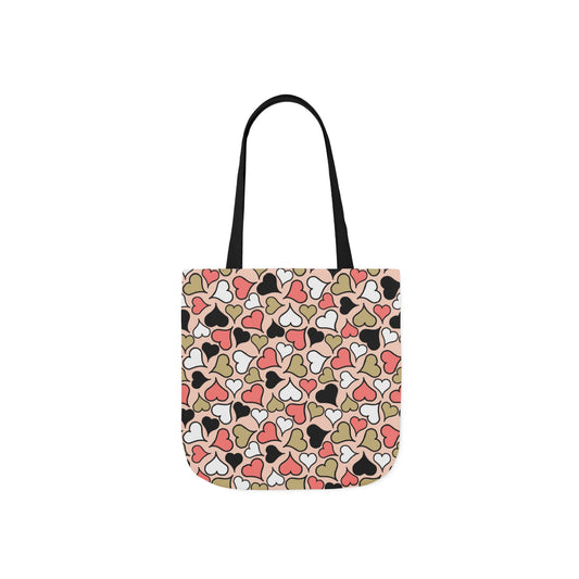 Stylish Heart Pattern Canvas Tote Bag with 5-Color Straps