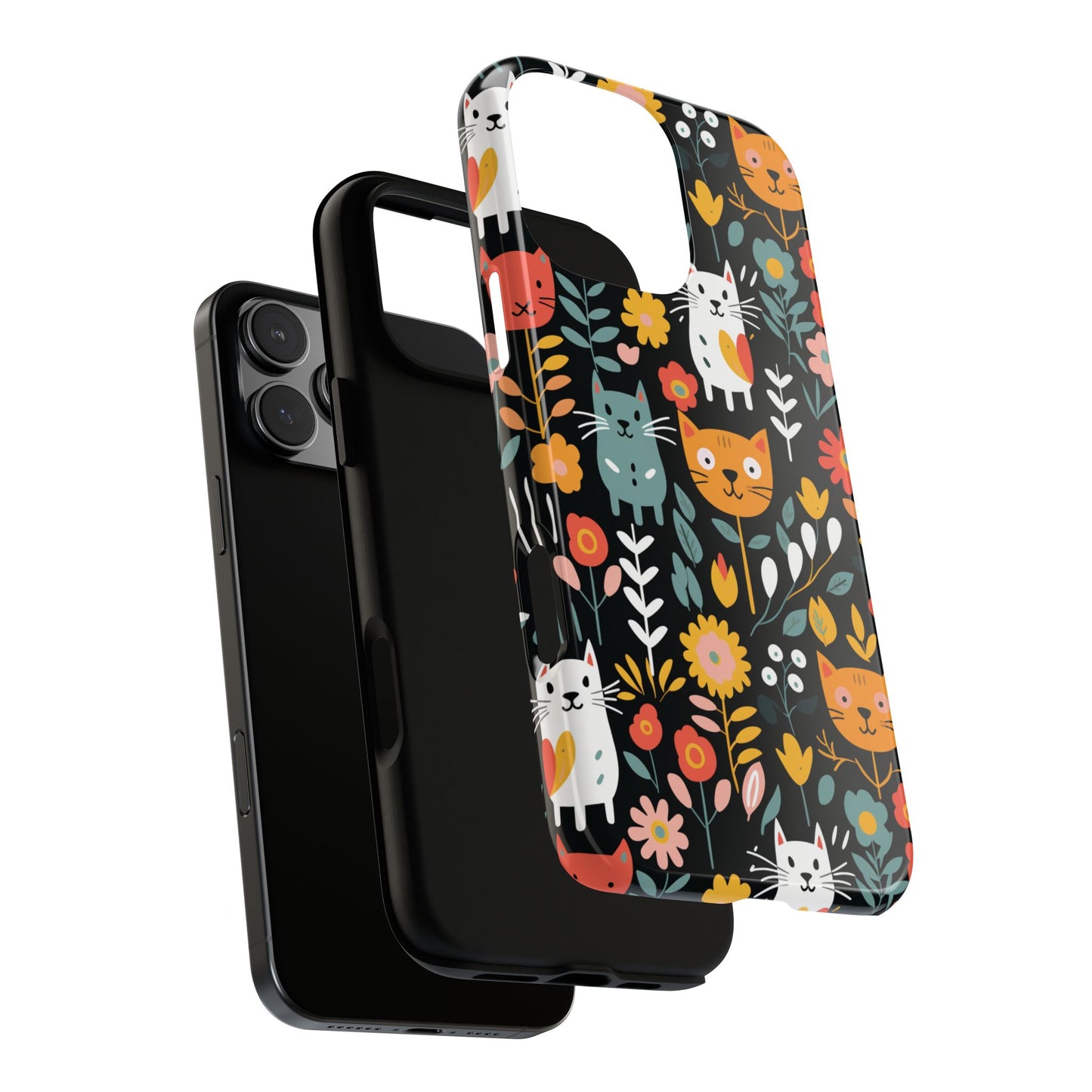 Whimsical Feline Garden iPhone, Samsung or Google Pixel Tough Cases