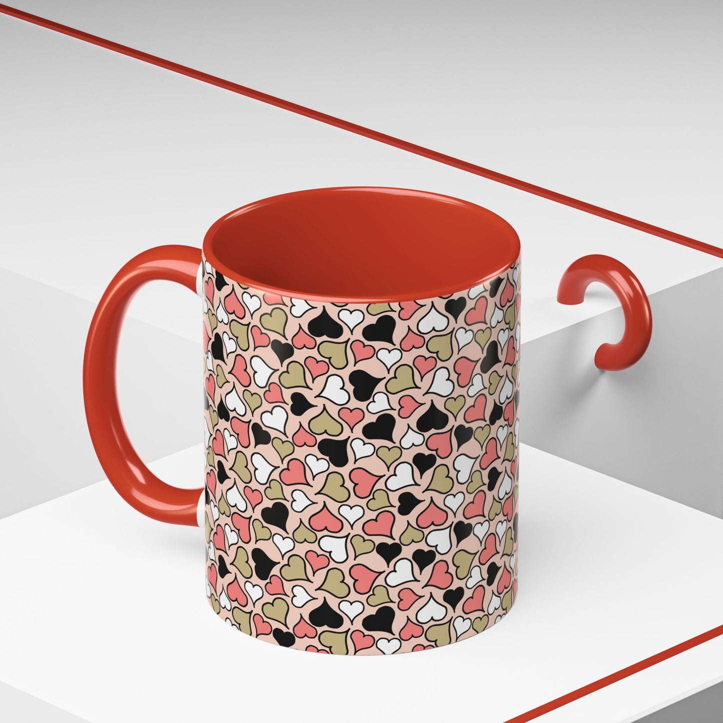 Colorful Heart Pattern Coffee Mug - Perfect Gift for Love & Friendship