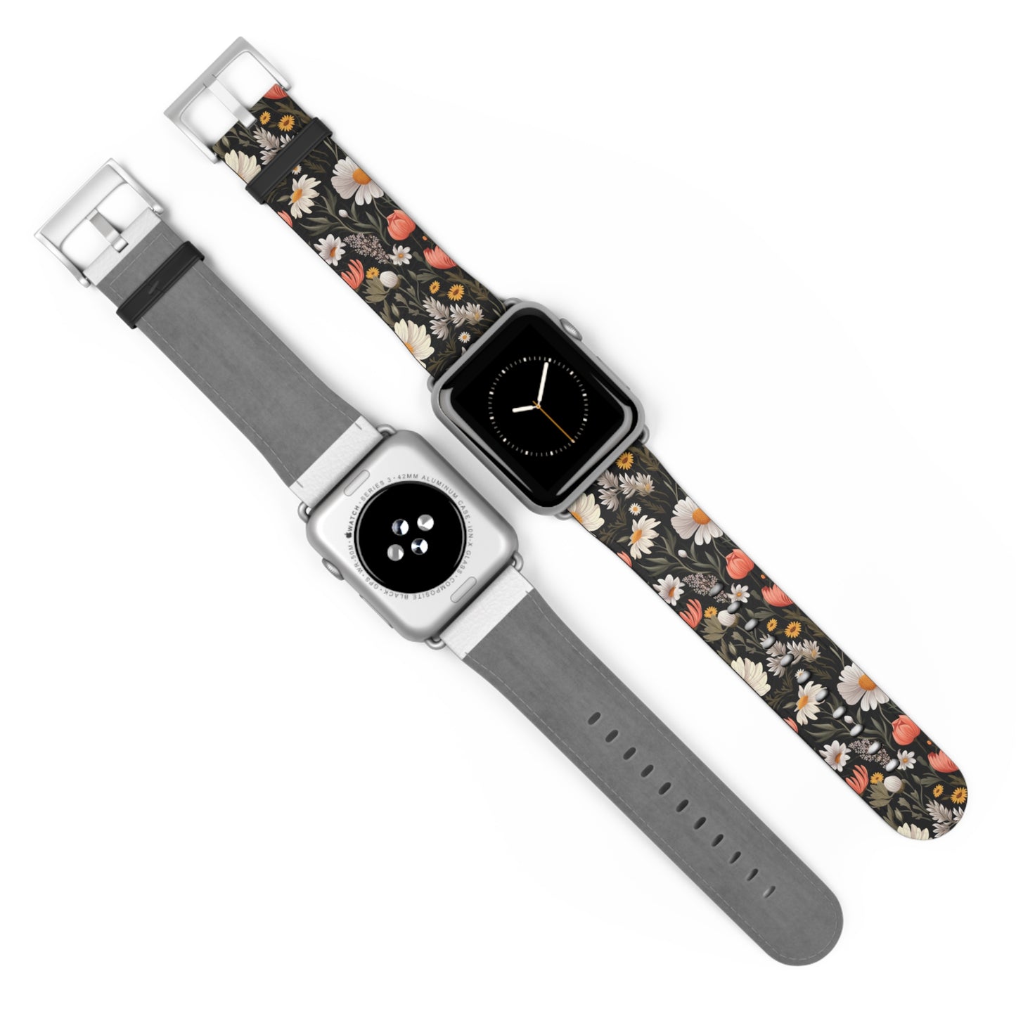 Blossom Elegance: Noir Garden Floral Watch Band - Stylish Floral Design for Smartwatches