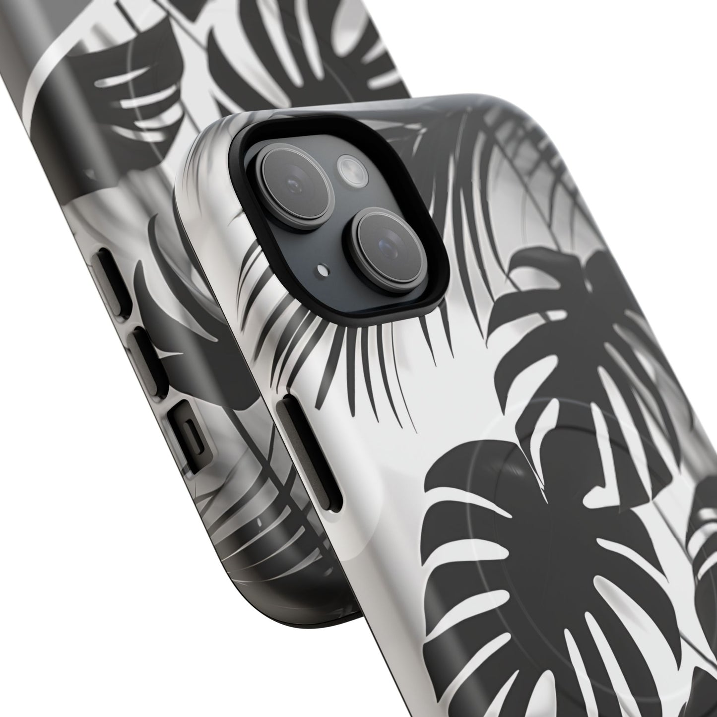 Personalized Monochrome Monstera Tropical Phone Case - Tough Magnetic MagSafe® Cases, Gifts for Nature Lovers, Stylish Phone Accessories, Gifts for Her.