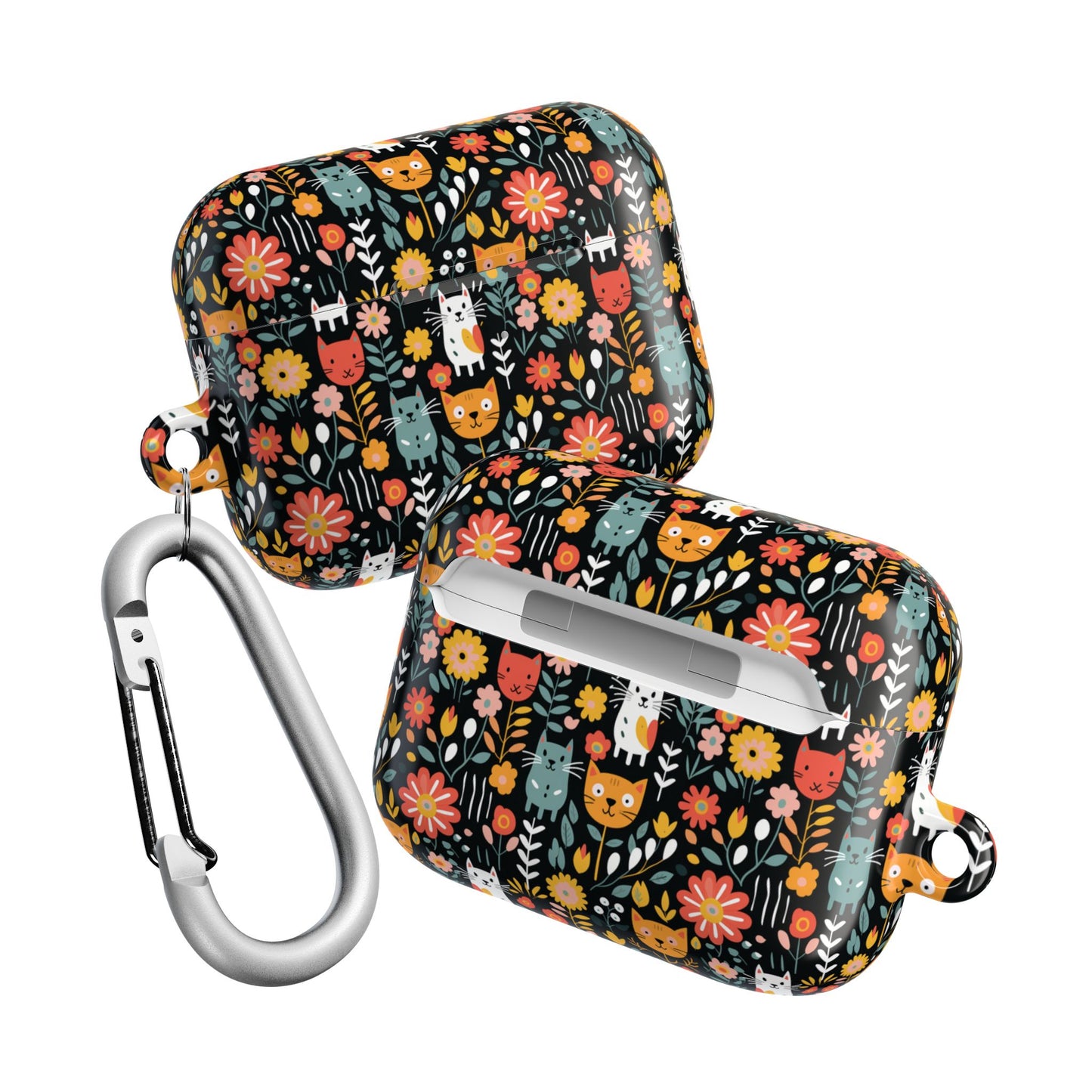 Whimsical Feline Garden AirPod Cases (AOP) - Fun & Colorful Accessories for Pet Lovers.