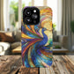 Mosaic Peacock Feathers Magnetic Phone Case, Tough Phone Shell, Vibrant Art Case, Gift for Her, Unique Phone Accessory, Wildlife Lover's Gift, Stained Glass Case.