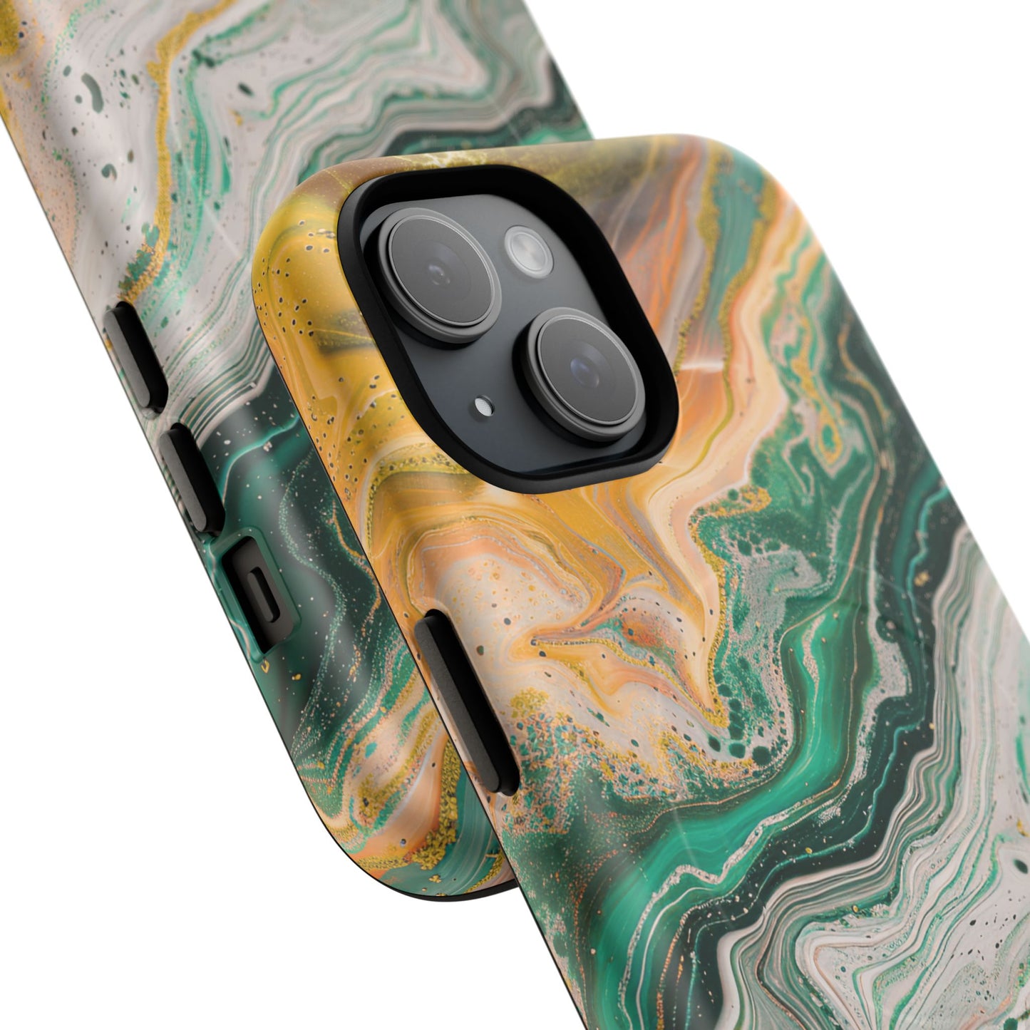 Magnetic iPhone Cases with Green Marble Design, Tough Magnetic Cases, iPhone Accessories, Gift for Her, Trendy iPhone Cover