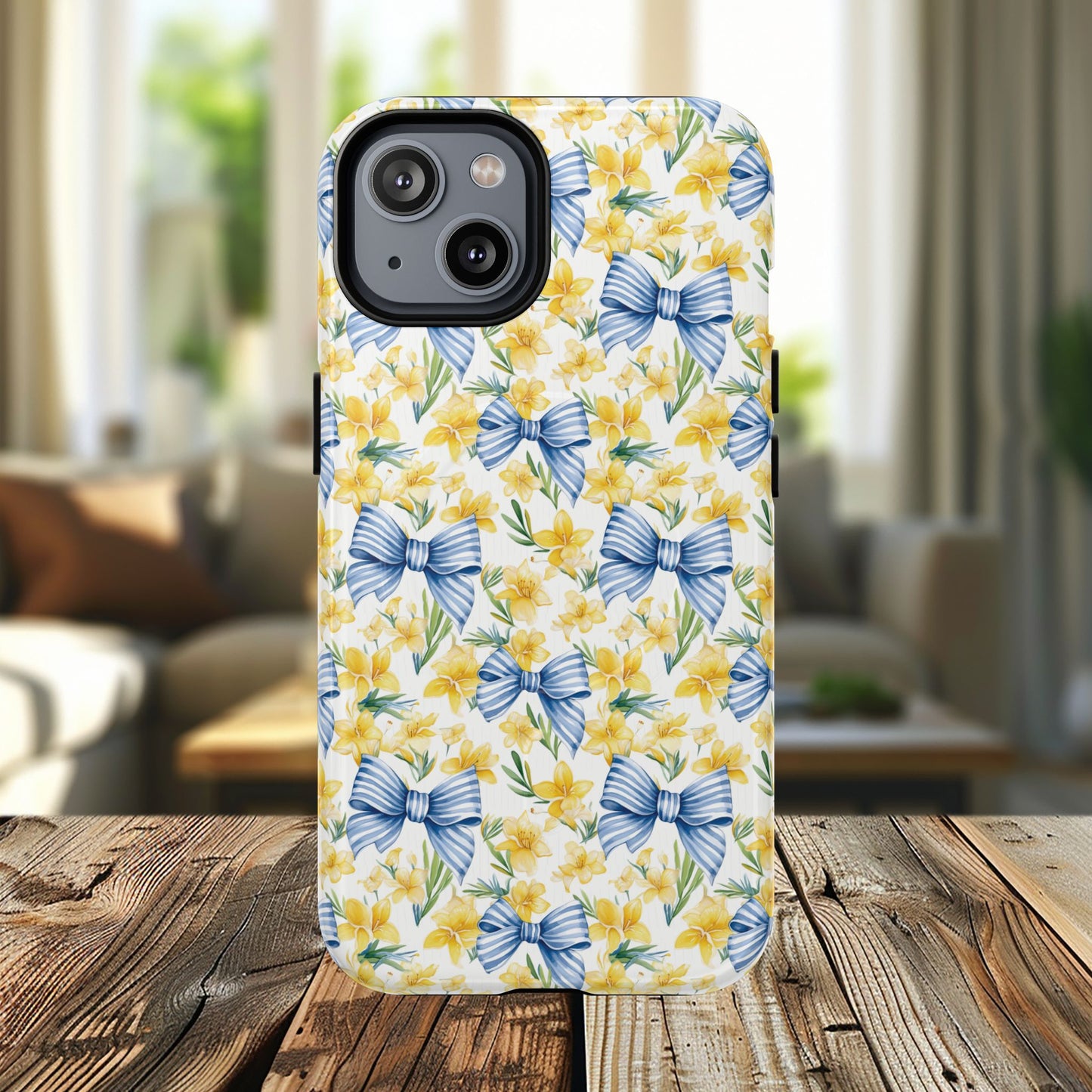 Sunshine Blue Coquette Bows Tough iPhone Magnetic Case for iPhones, Cute iPhone Cover, Spring Gift, Durable Case, Custom iPhone Protection