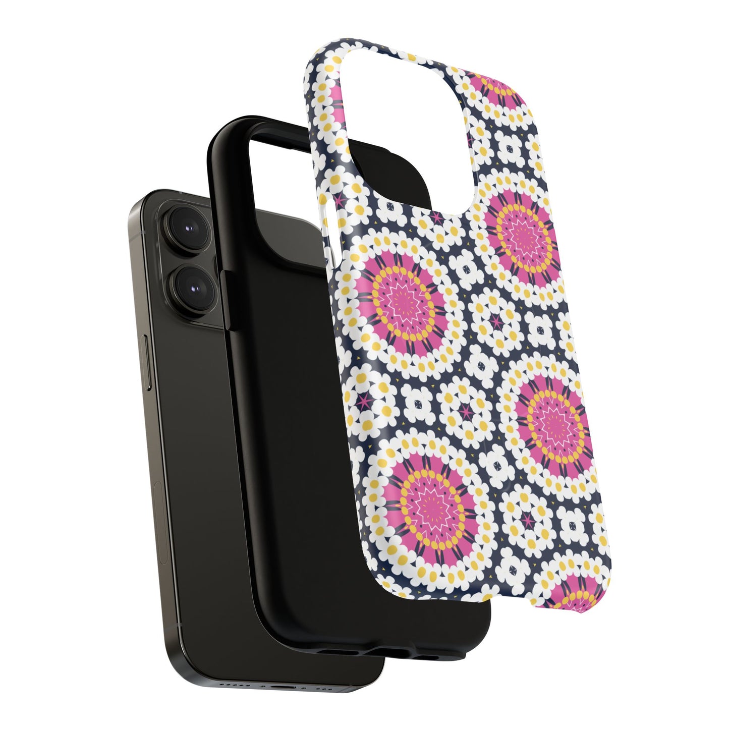 Petal Prism Pop Tough Magnetic iPhone Case, Tough Protection, Unique Design, Gift for Her, iPhone Accessories, Boho Style, Floral MagSafe Accessory.
