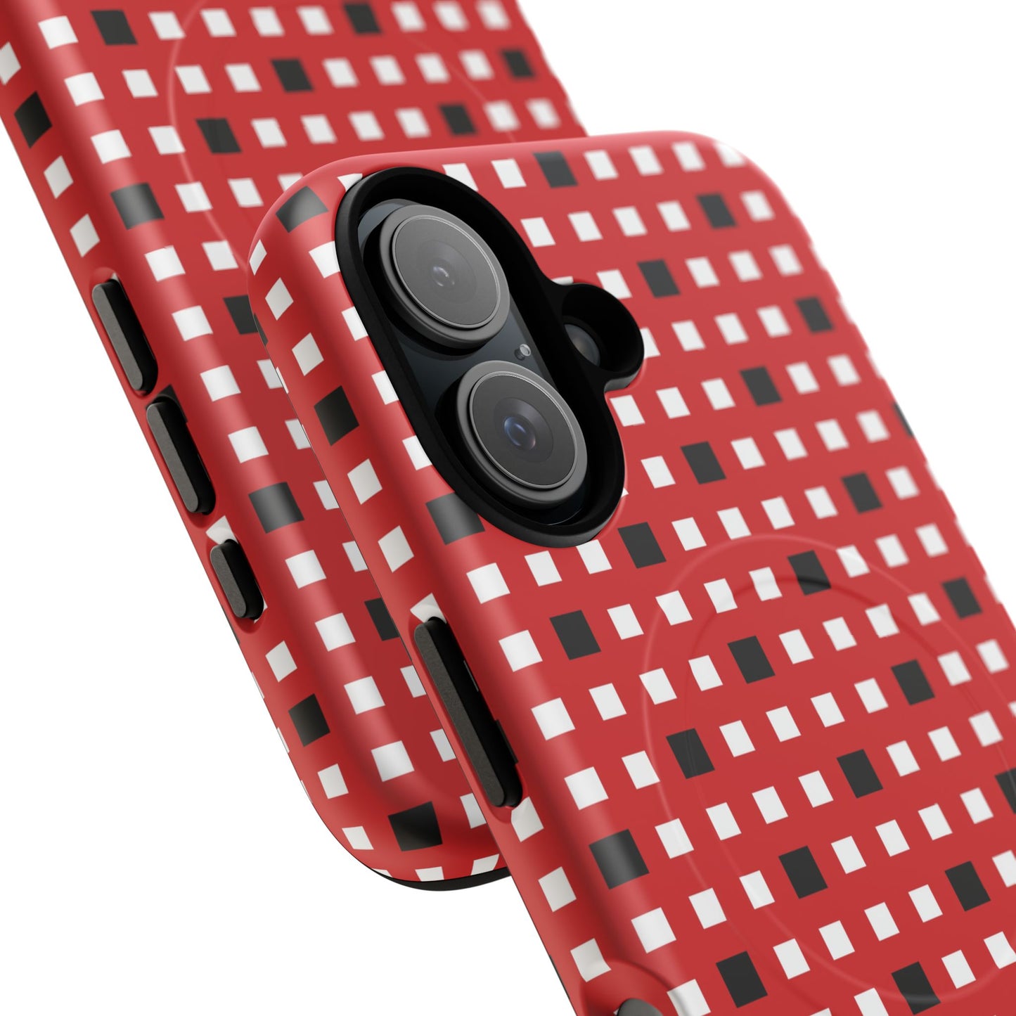 Crimson Gridlock Tough iPhone Magnetic Cases, Durable iPhone Accessories, Gift for Tech Lovers, Modern Design