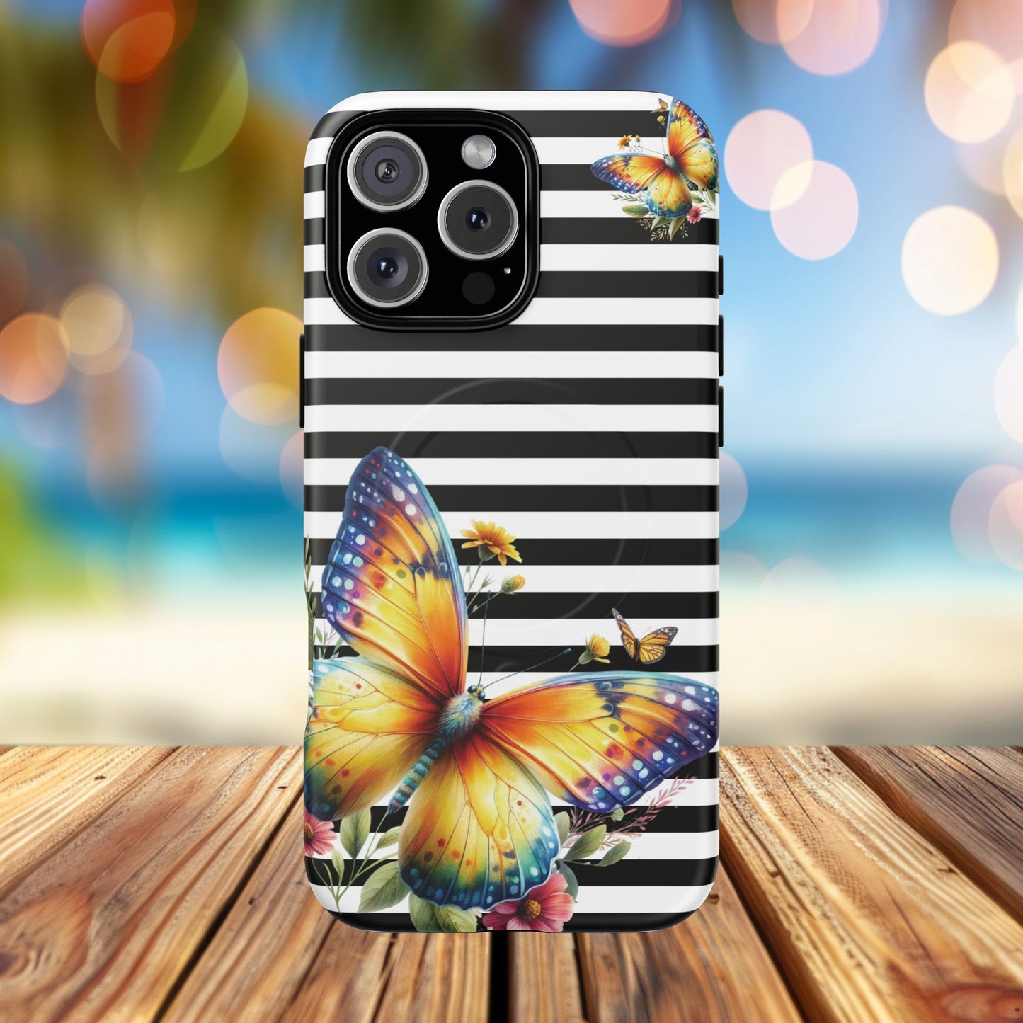 Botanic Flight Tough iPhone Magnetic Cases, Floral iPhone Cover, Stylish Tech Accessory, Gift for Nature Lovers, Butterfly Design, Unique Phone Protector
