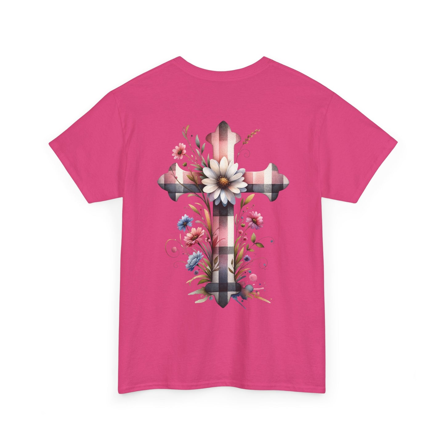 Faith and Floral Cross Unisex Heavy Cotton Tee