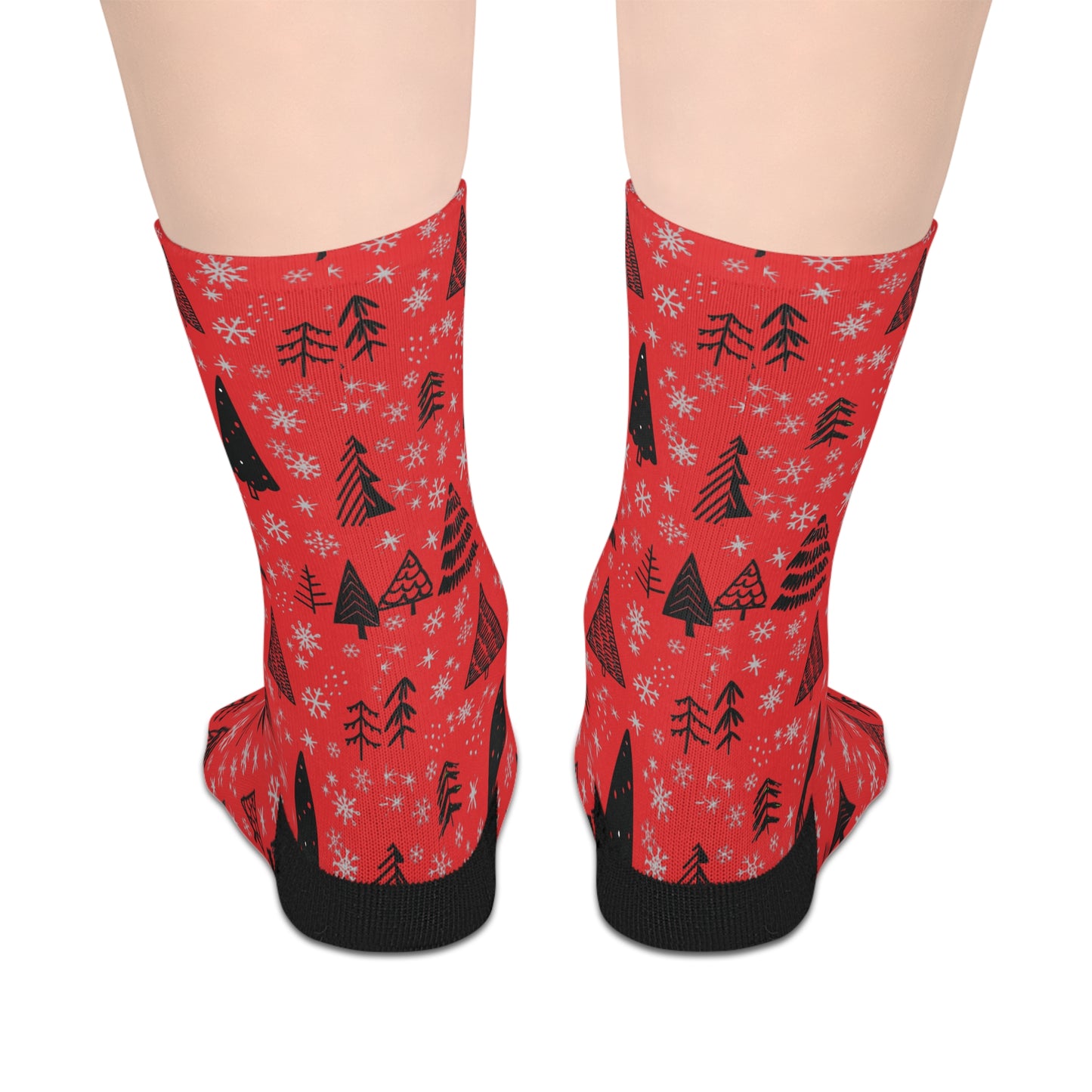 Winter Wonderland Red Mid-Length Socks