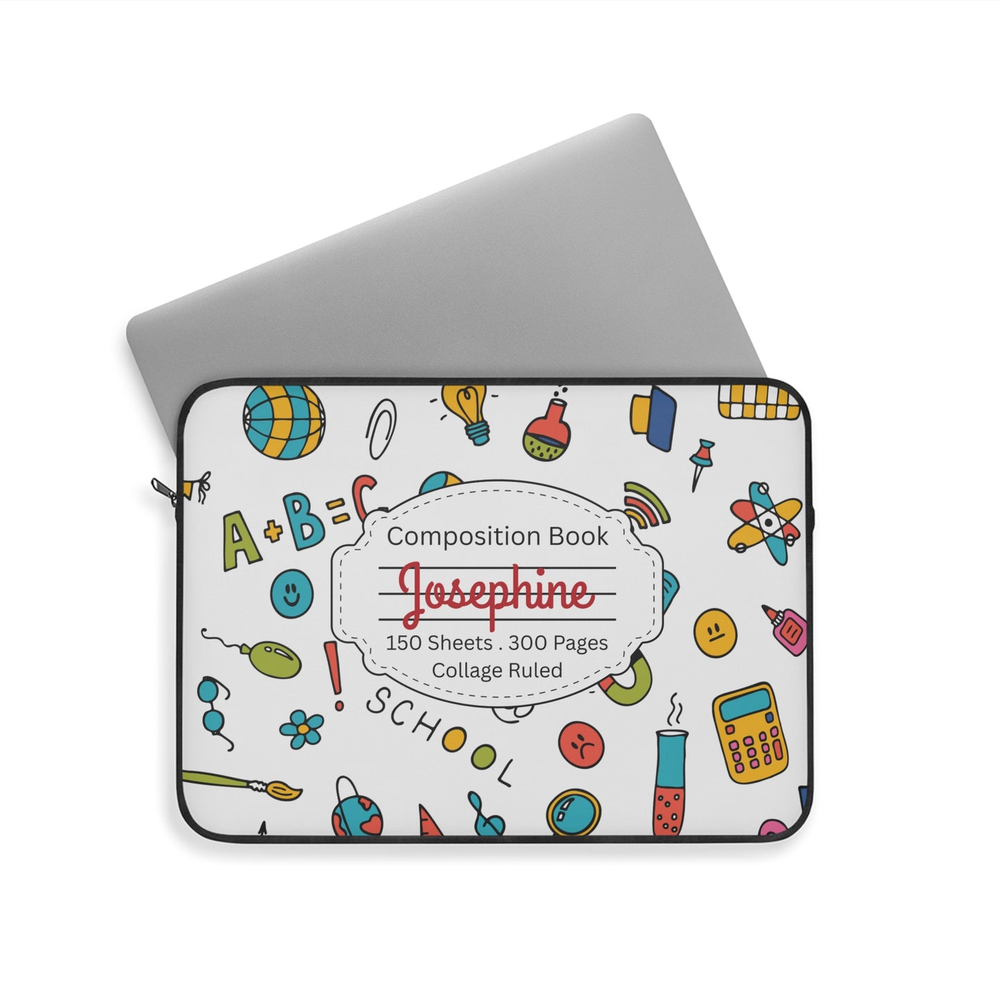 Personalized Classroom Couture Laptop Sleeve with Composition Book Inspired Design, Educational Gift for Teachers, Classroom Organization, Back to School, Unique Teacher Accessory