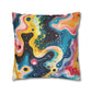 Psychedelic Visions Vibrant Abstract Art Pillowcase - Colorful Decorative Faux Suede Cushion Cover