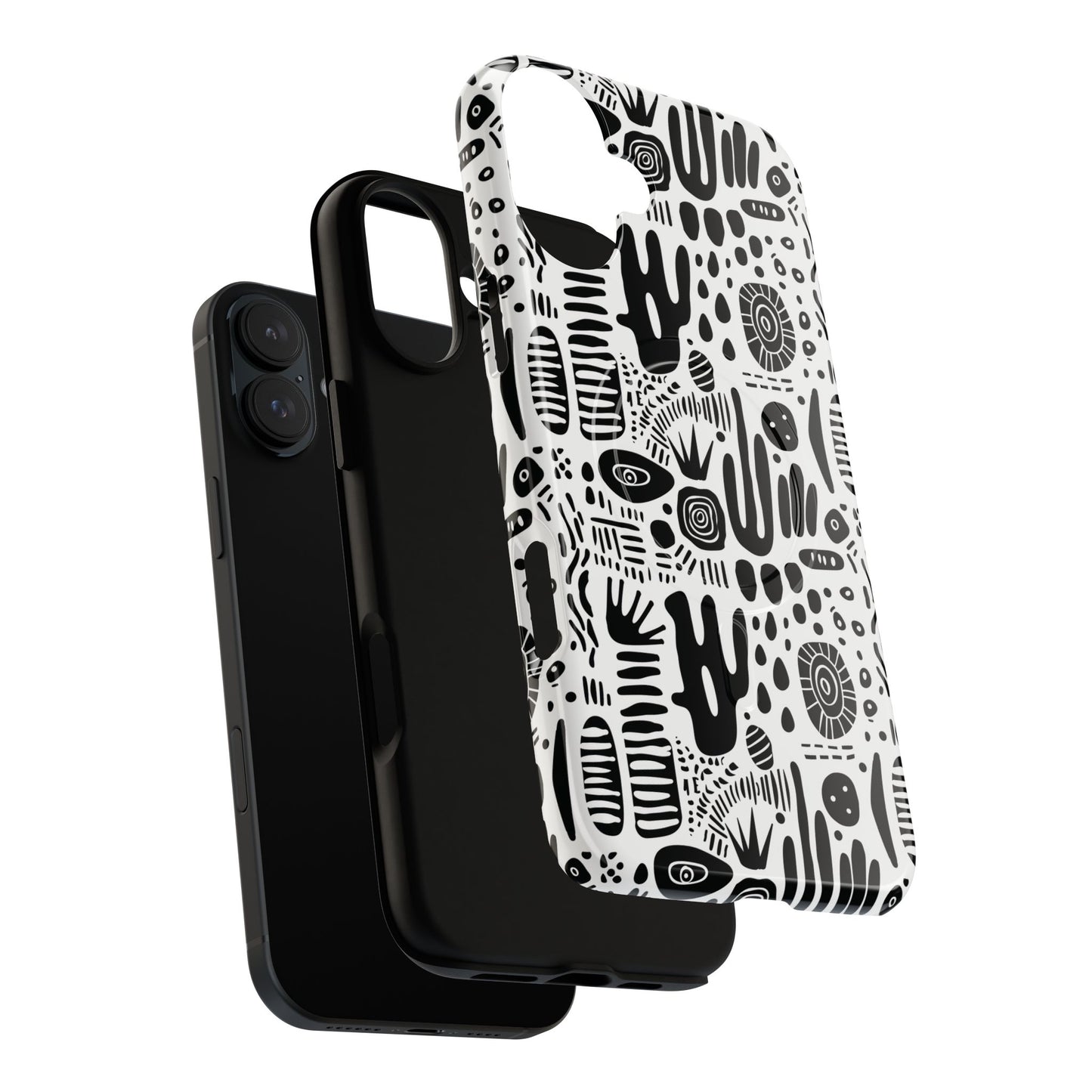 Abstract Monochrome Tough Magnetic iPhone Cases, Stylish Phone Cover, Durable Phone Protector, Modern Tech Accessories, Unique Gift Ideas